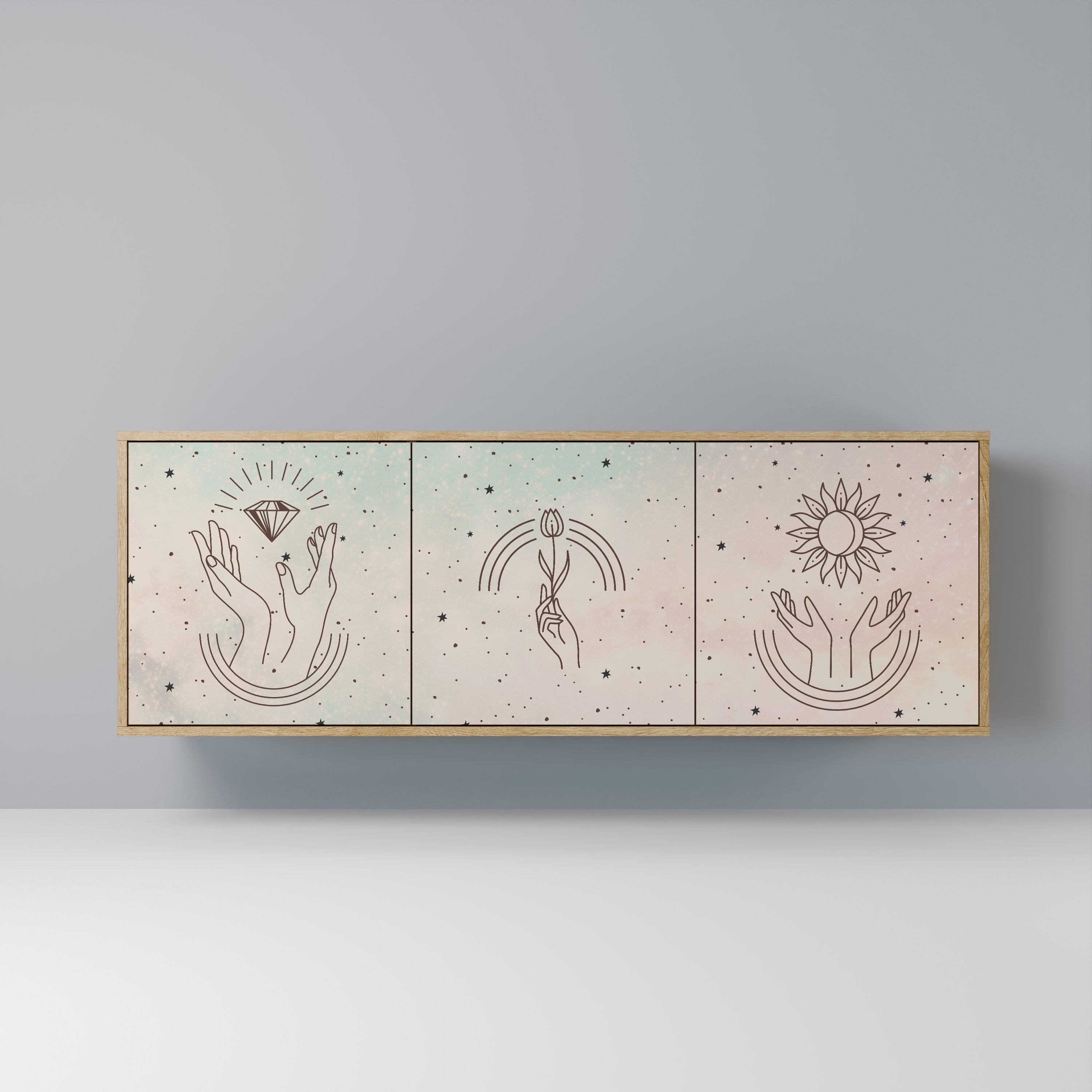 DELICATE BEAUTY 3-Door Sideboard in Oak Effect