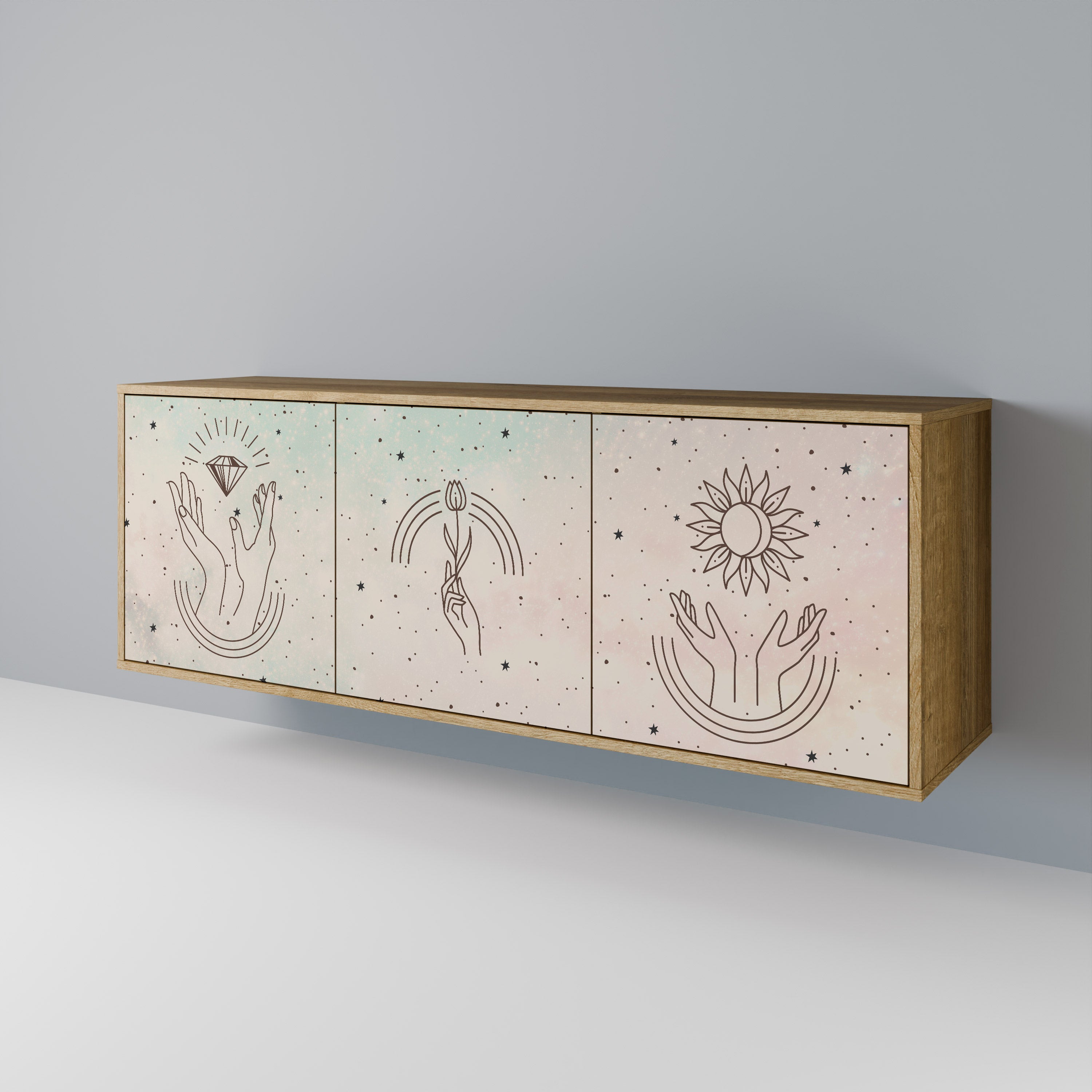 DELICATE BEAUTY 3-Door Sideboard in Oak Effect