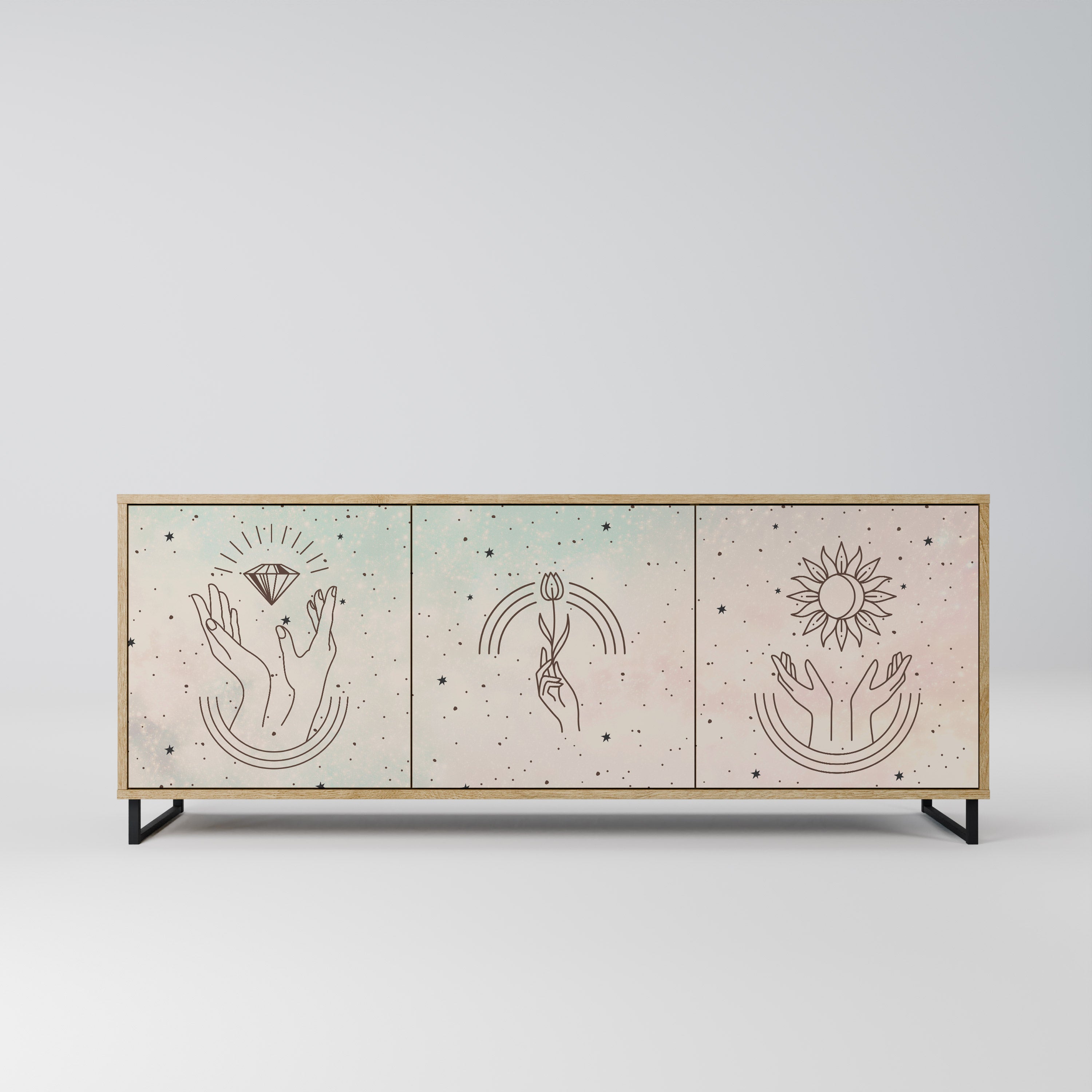 DELICATE BEAUTY 3-Door Sideboard in Oak Effect