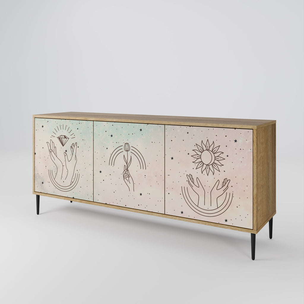 Aparador DELICATE BEAUTY de 3 puertas con efecto roble