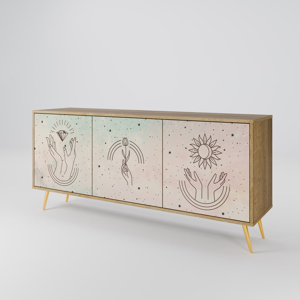 Aparador DELICATE BEAUTY de 3 puertas con efecto roble