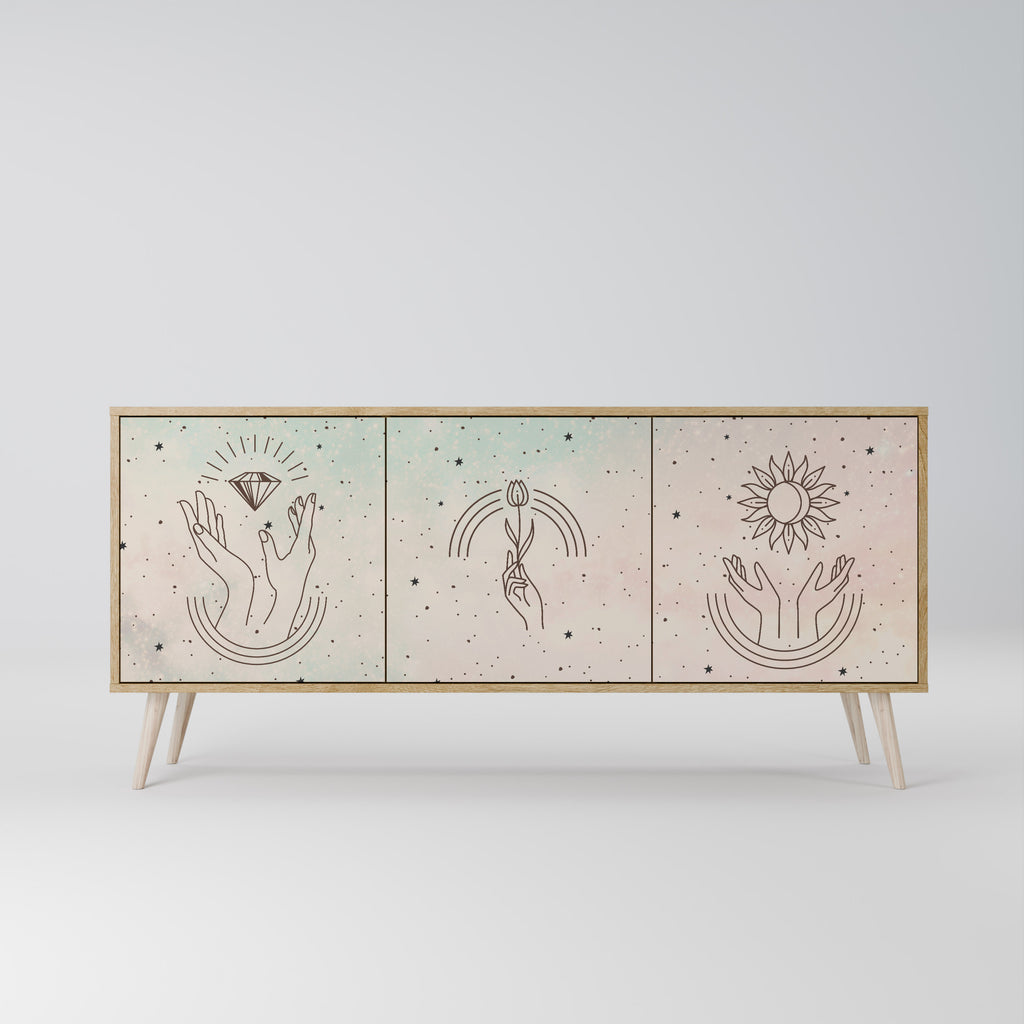 Aparador DELICATE BEAUTY de 3 puertas con efecto roble