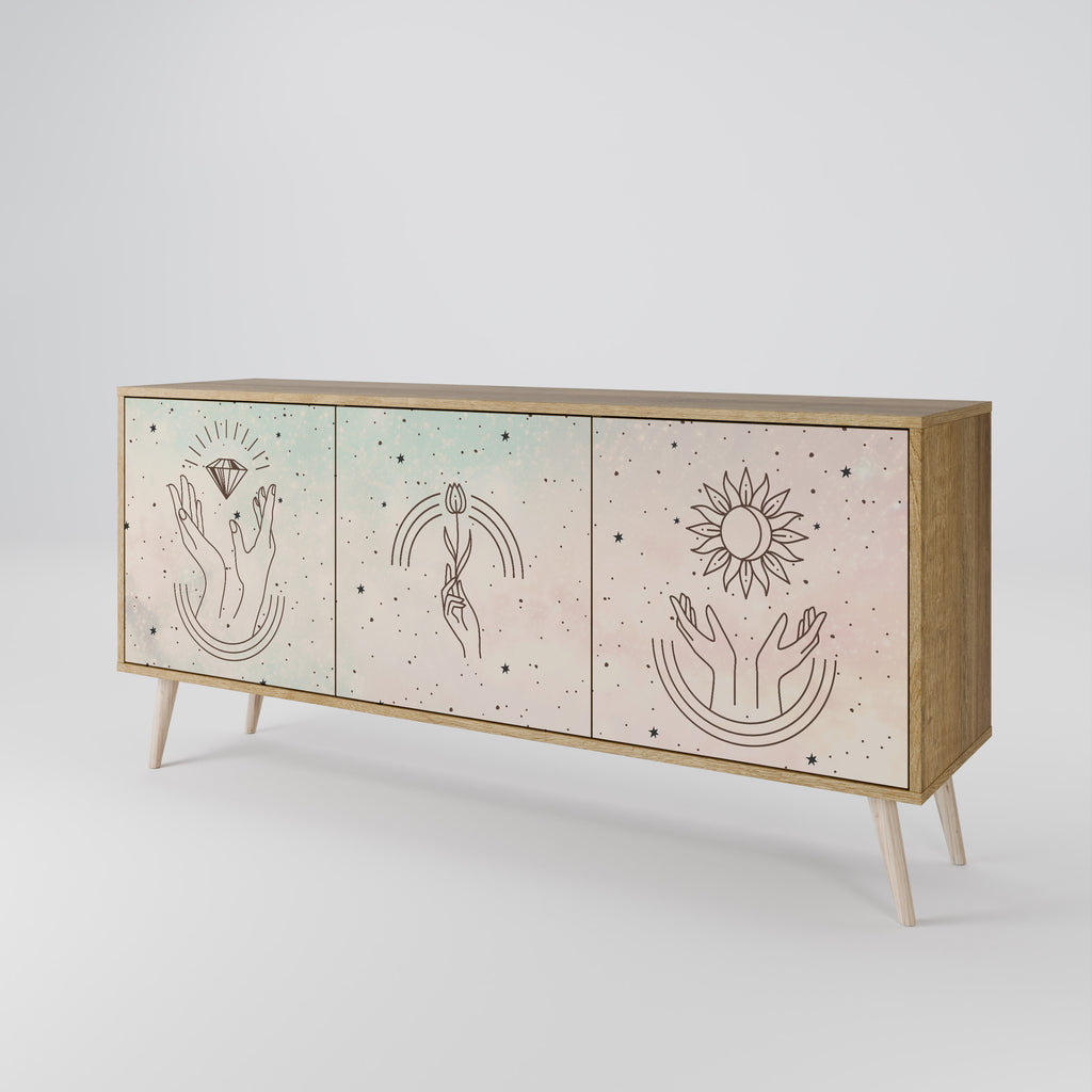 Aparador DELICATE BEAUTY de 3 puertas con efecto roble