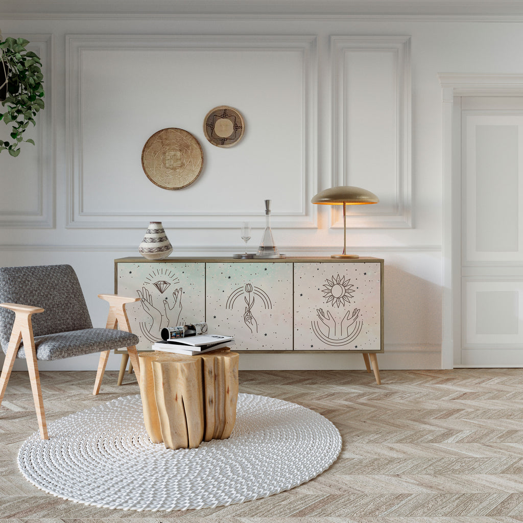 Aparador DELICATE BEAUTY de 3 puertas con efecto roble
