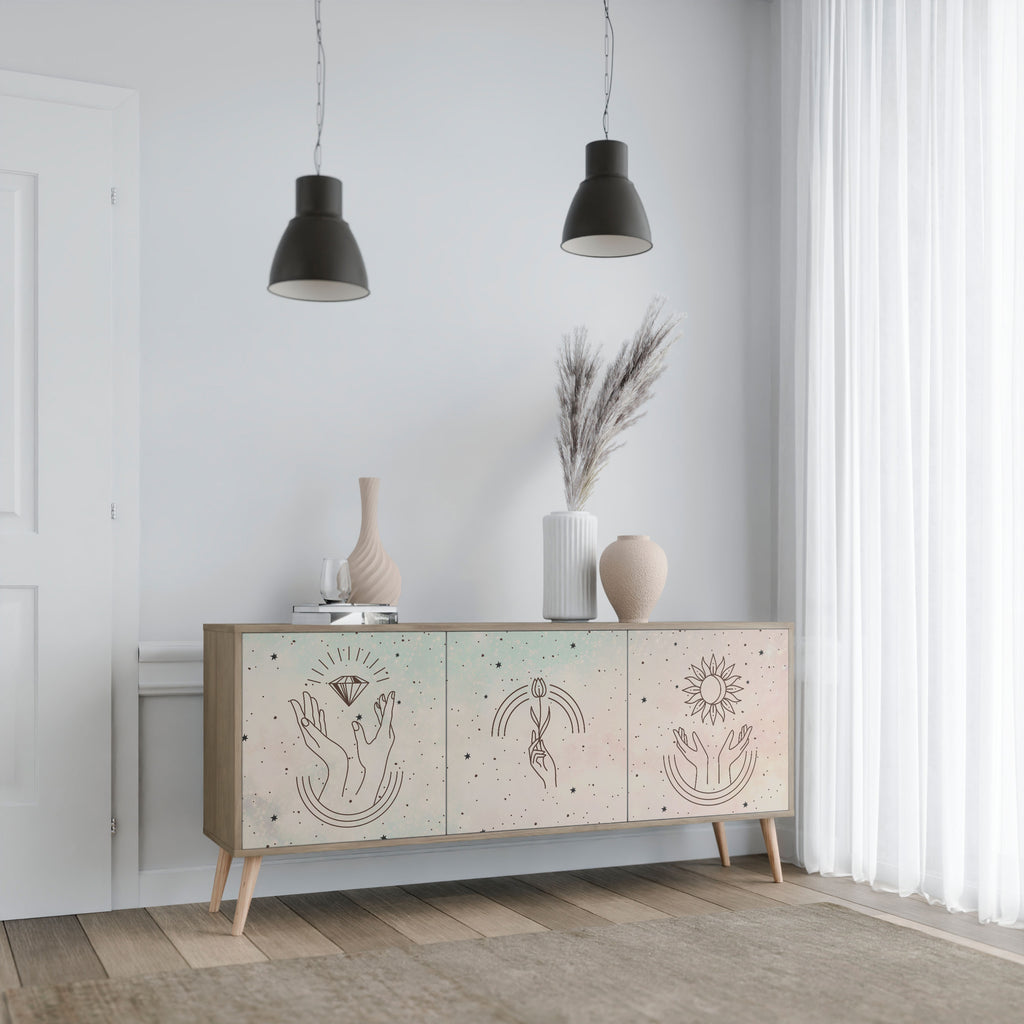 Aparador DELICATE BEAUTY de 3 puertas con efecto roble
