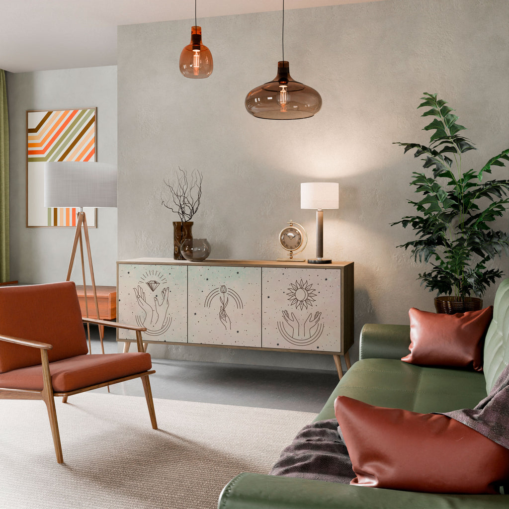Aparador DELICATE BEAUTY de 3 puertas con efecto roble