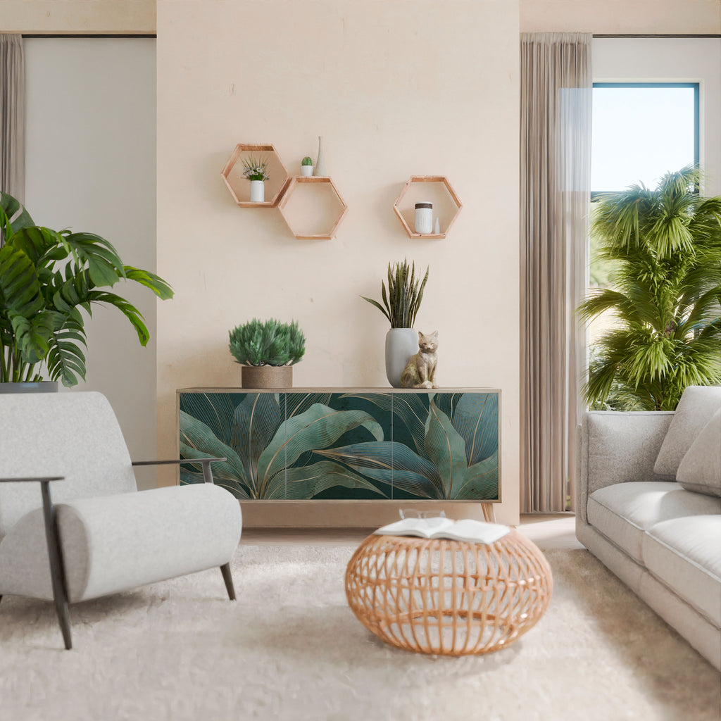 Aparador ROYAL GREEN de 3 puertas con efecto roble