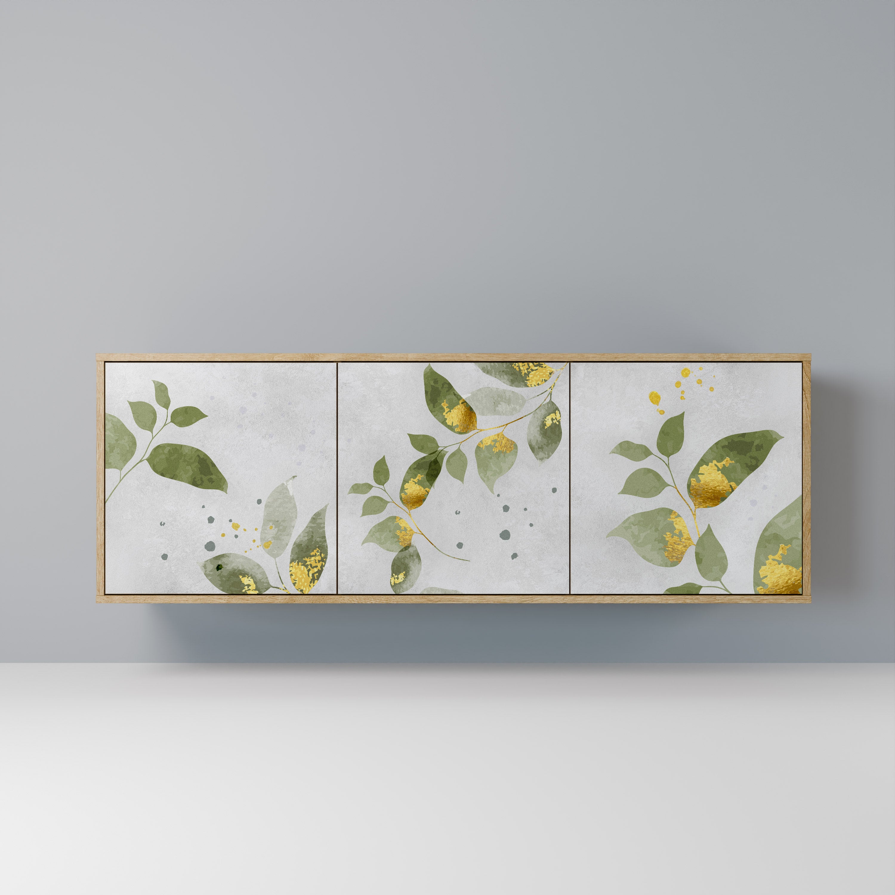 ELEGANT BOTANICS 3-Door Sideboard in Oak Effect