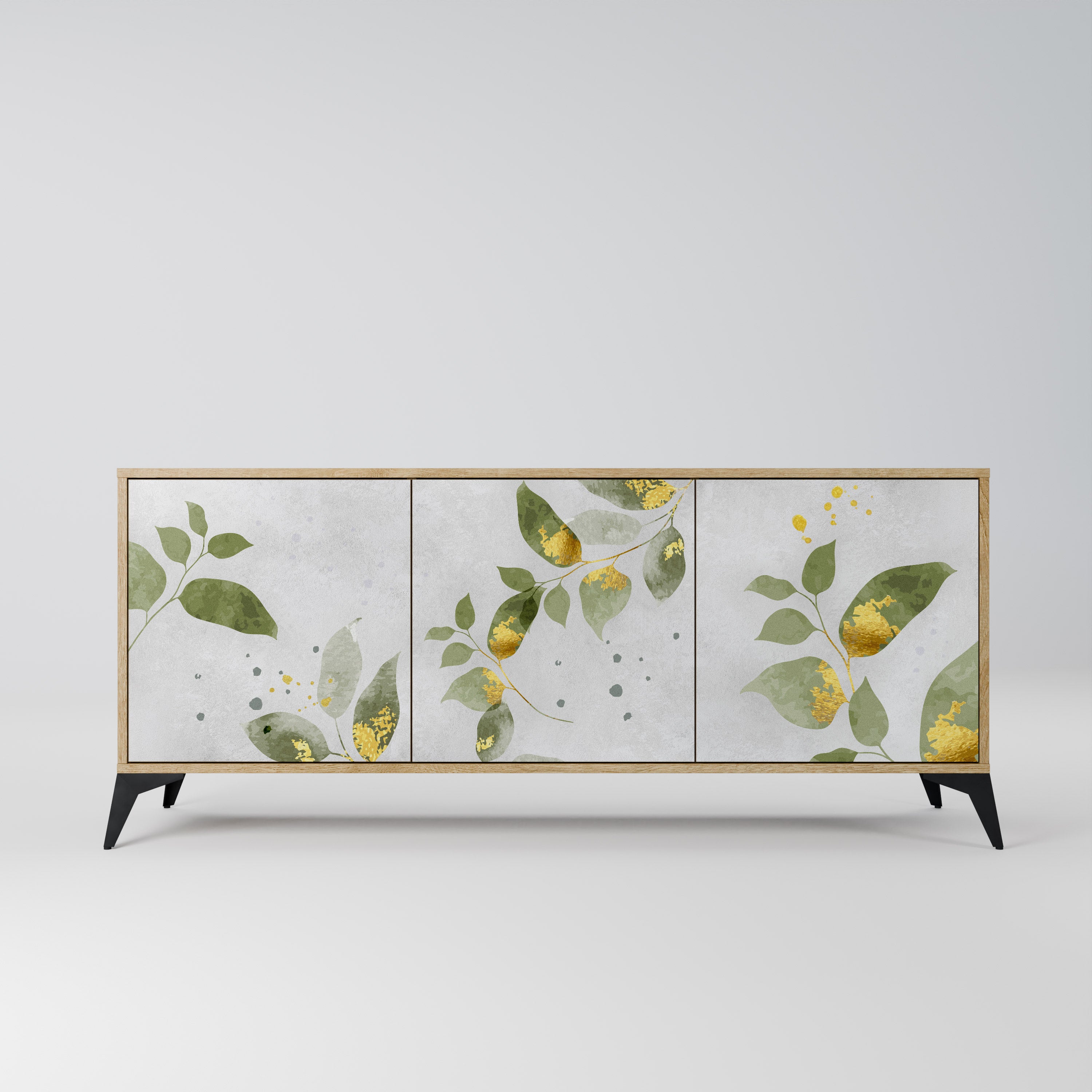 ELEGANT BOTANICS 3-Door Sideboard in Oak Effect