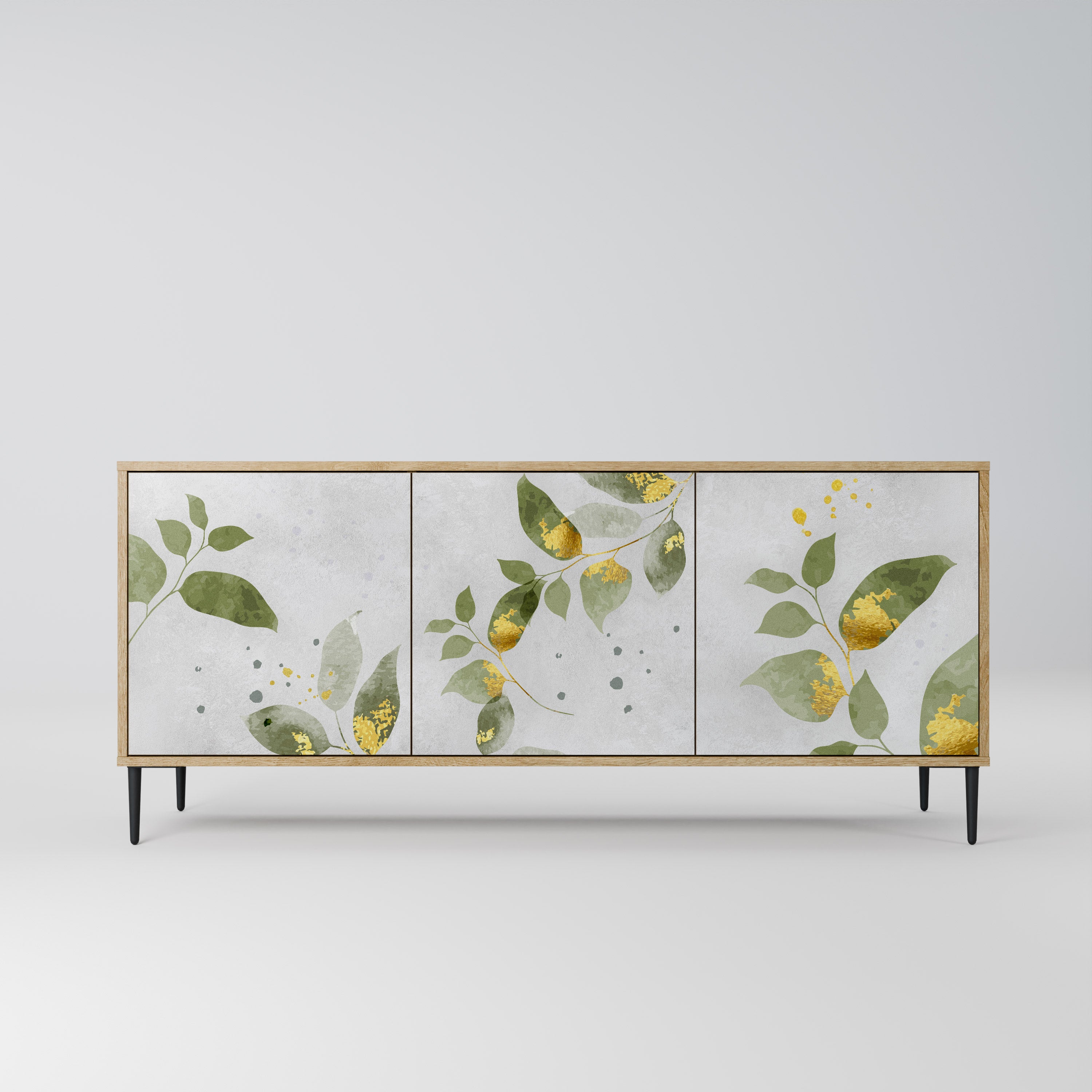 ELEGANT BOTANICS 3-Door Sideboard in Oak Effect