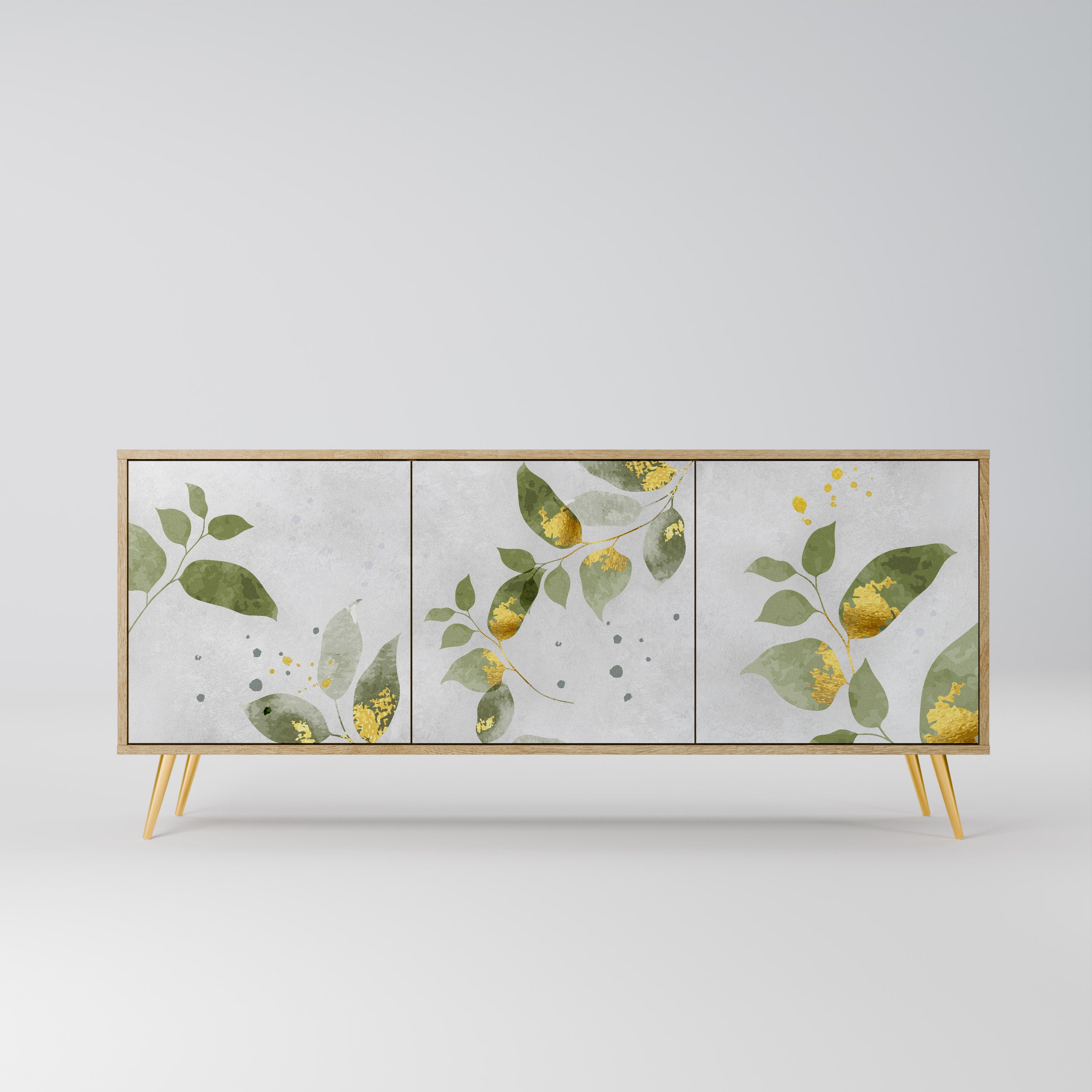 ELEGANT BOTANICS 3-Door Sideboard in Oak Effect