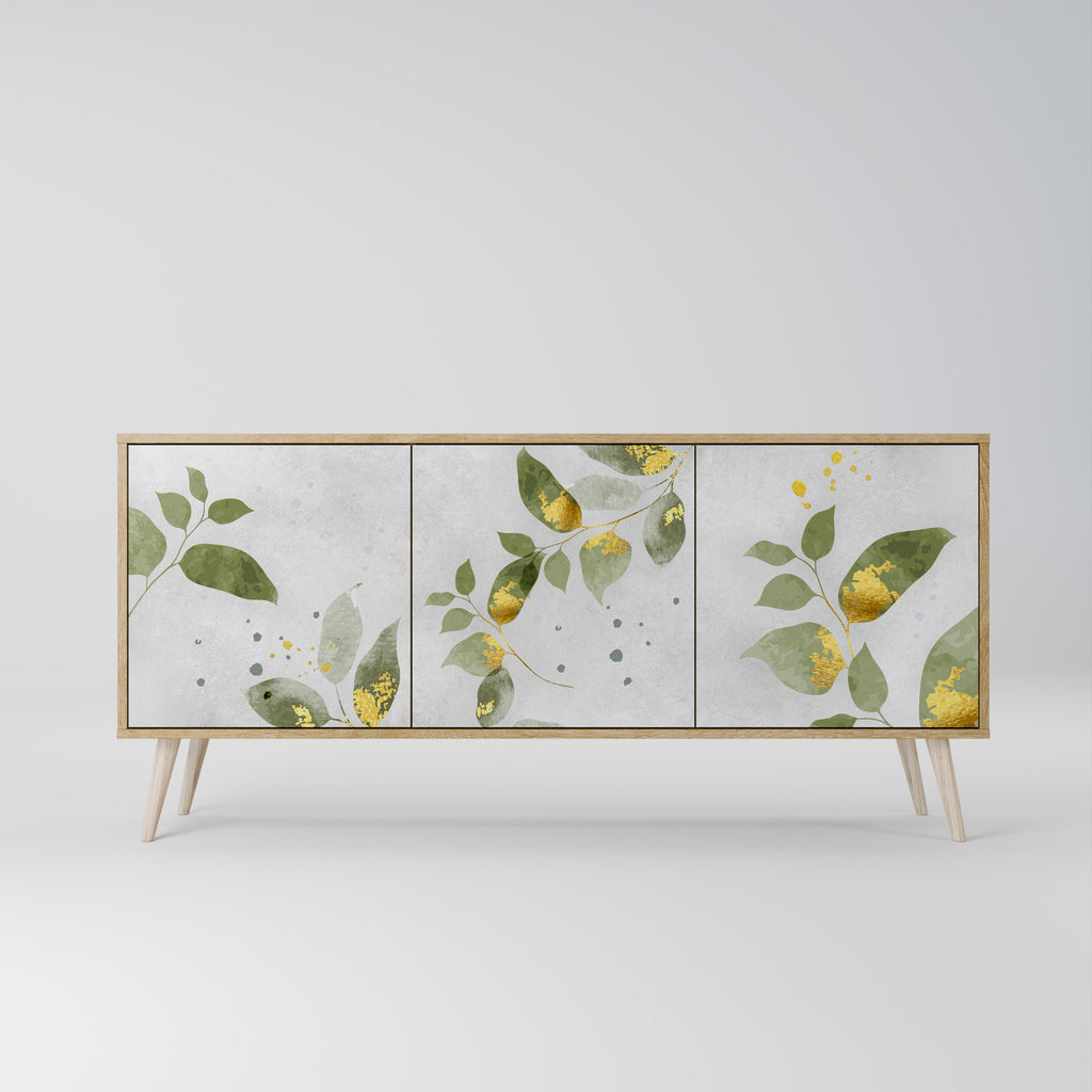 Aparador ELEGANT BOTANICS de 3 puertas con efecto roble
