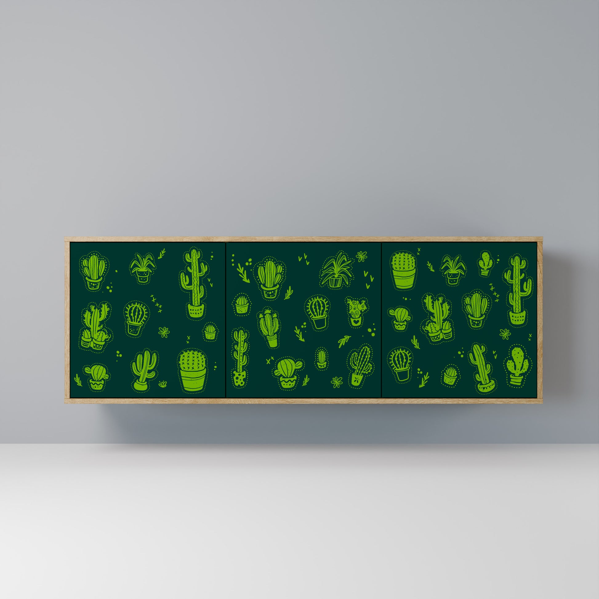 DESERT GREEN 3-Door Sideboard in Oak Effect