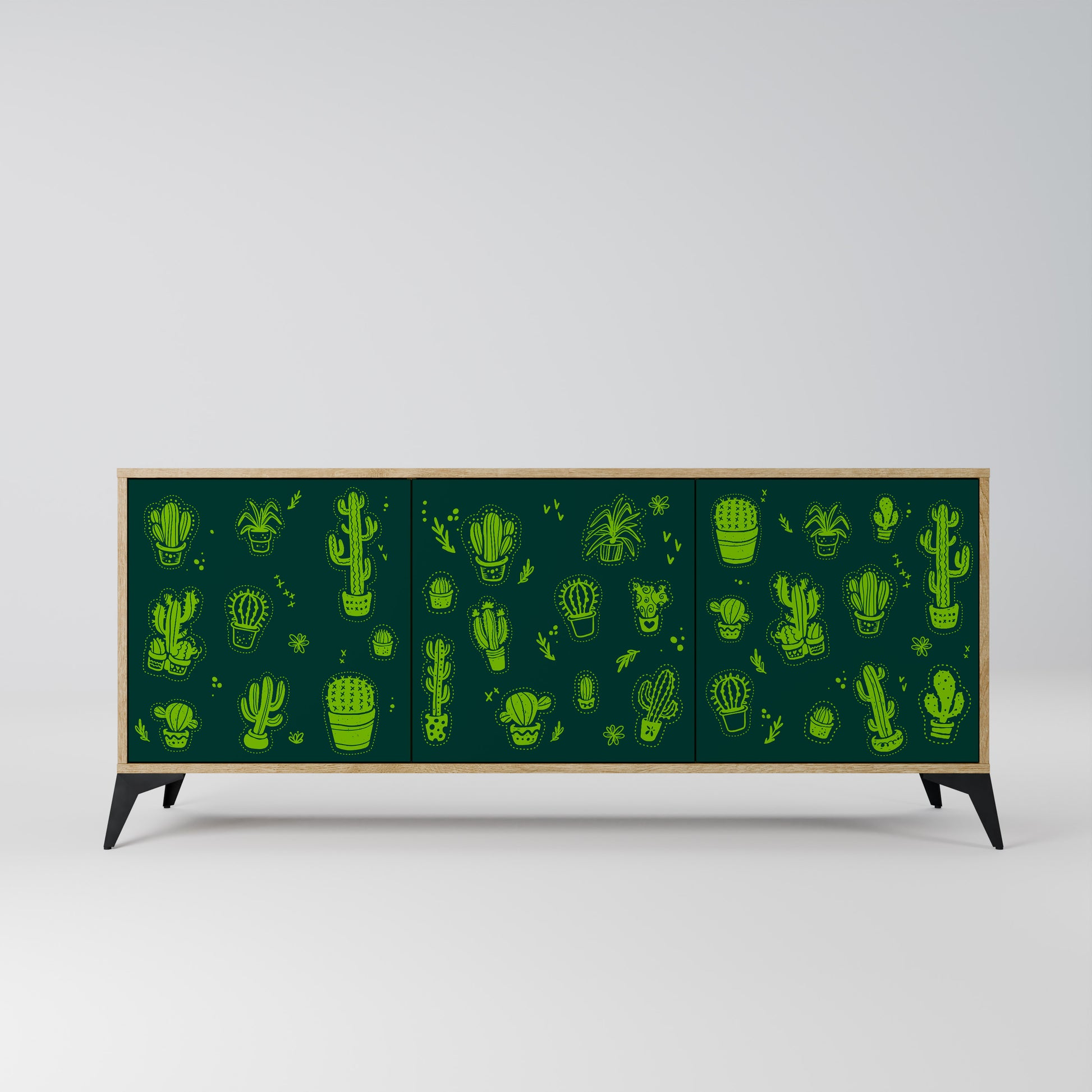 DESERT GREEN 3-Door Sideboard in Oak Effect