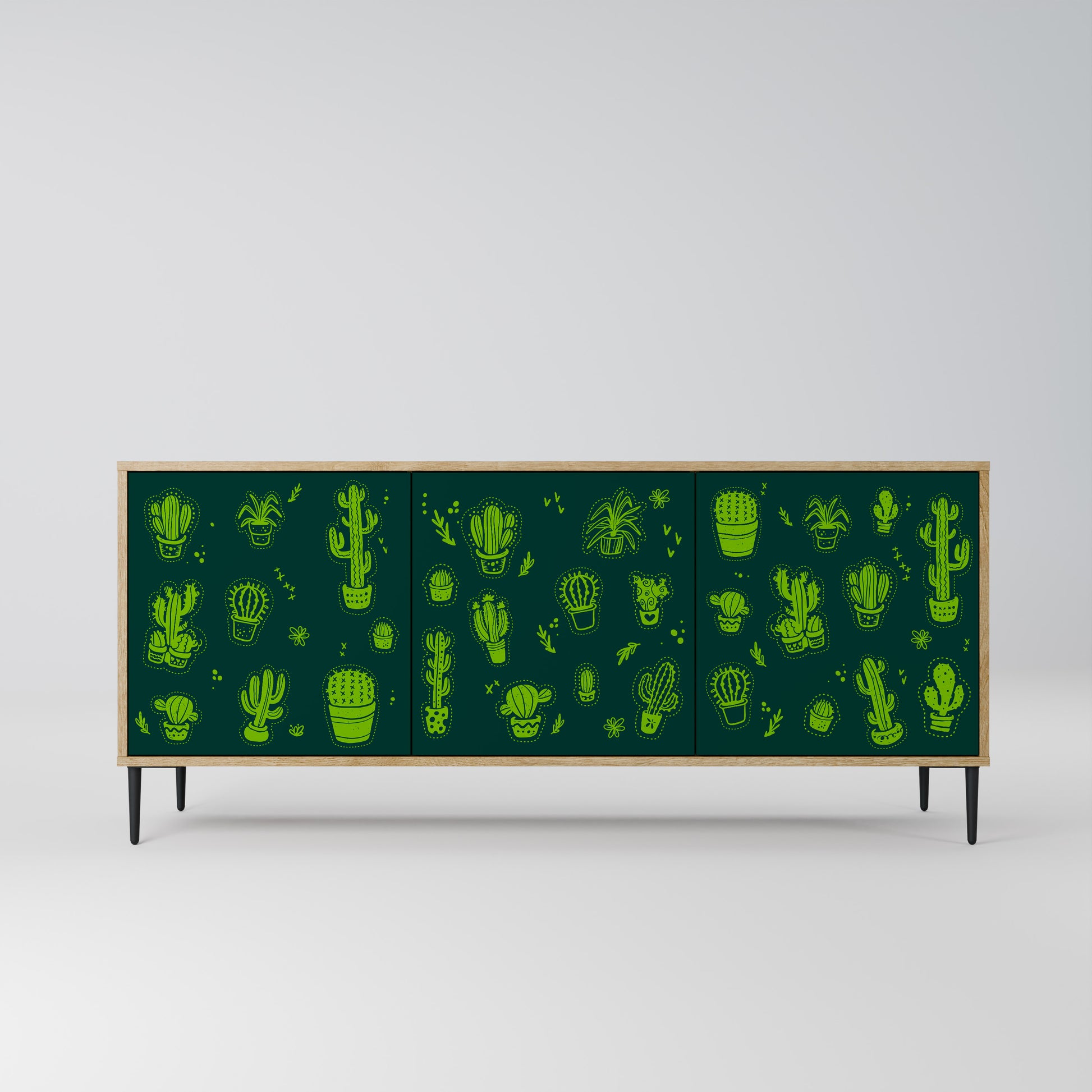 DESERT GREEN 3-Door Sideboard in Oak Effect