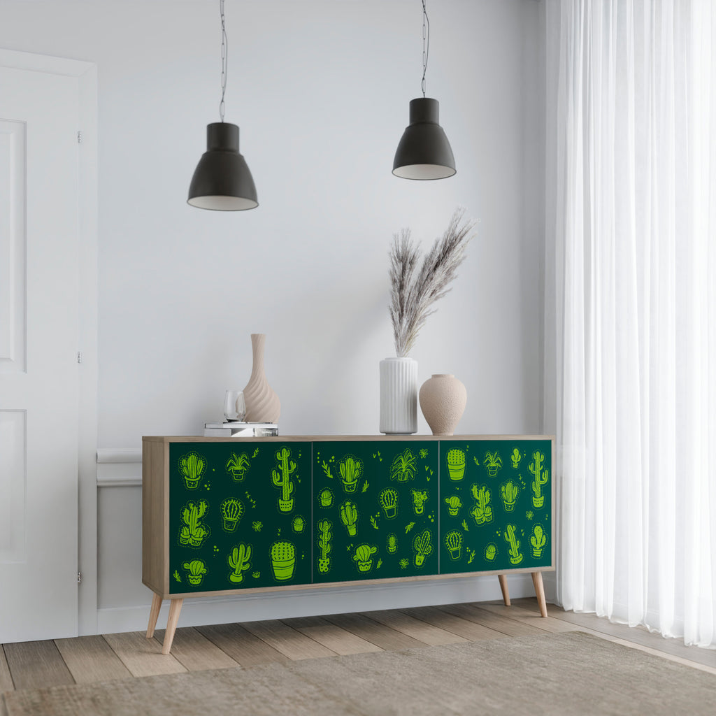 DESERT GREEN 3-Door Sideboard in Oak Effect