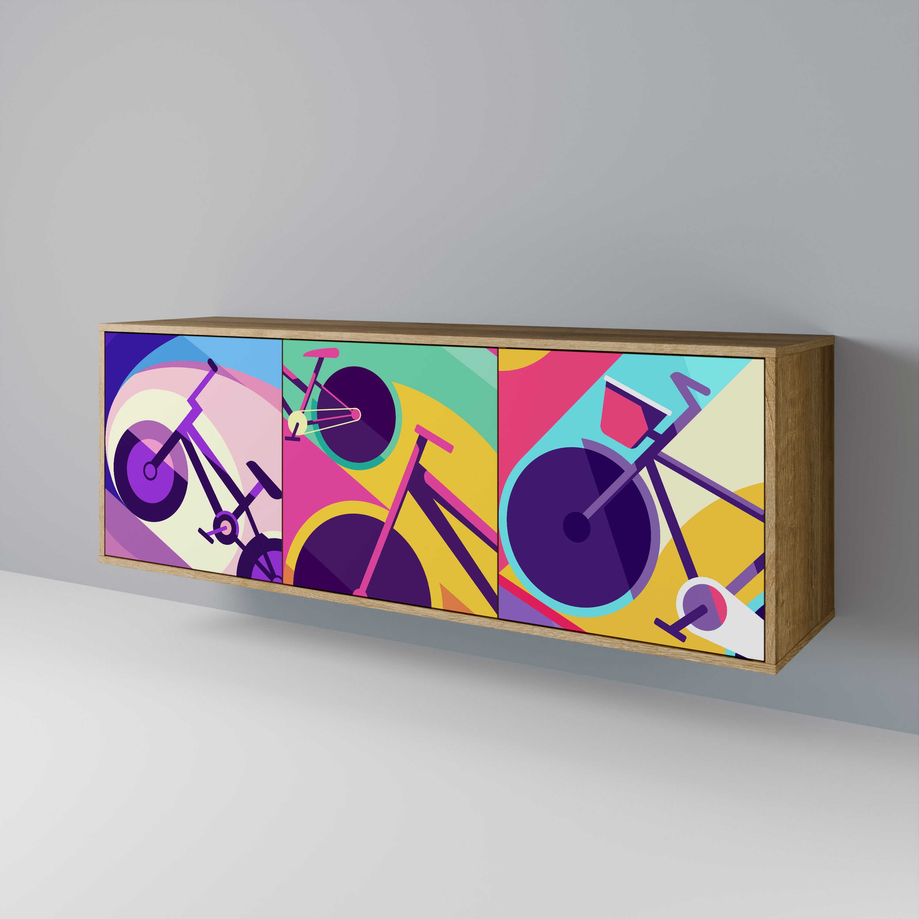 BIKE DREAMS 3-Door Sideboard in Oak Effect