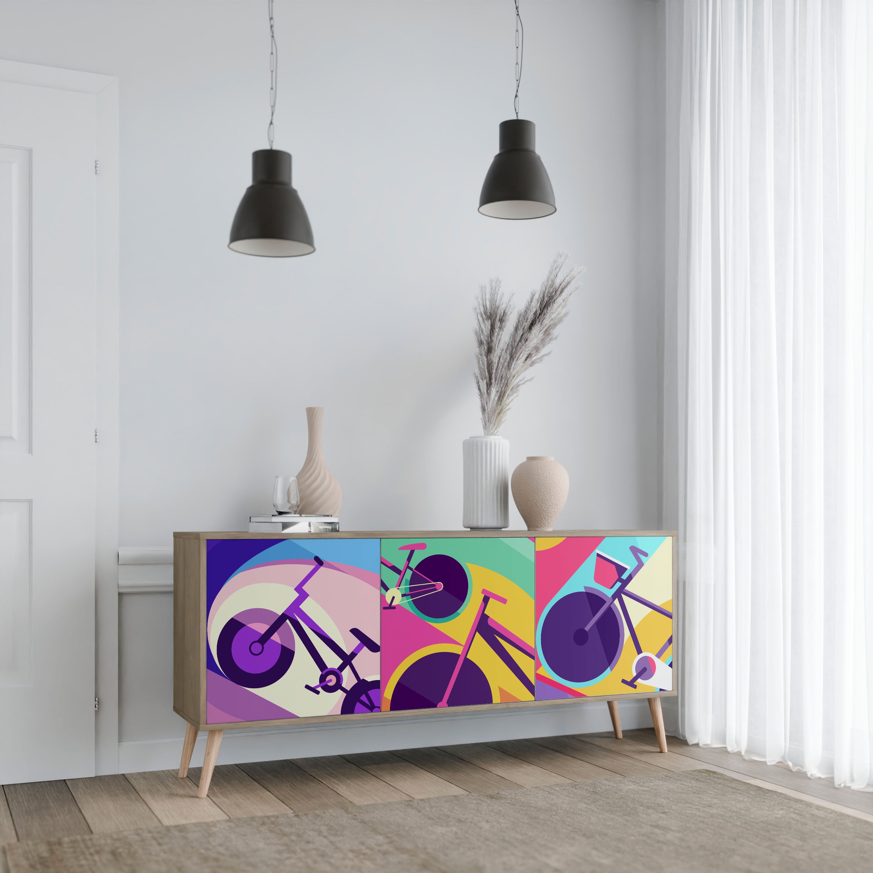 BIKE DREAMS 3-Door Sideboard in Oak Effect