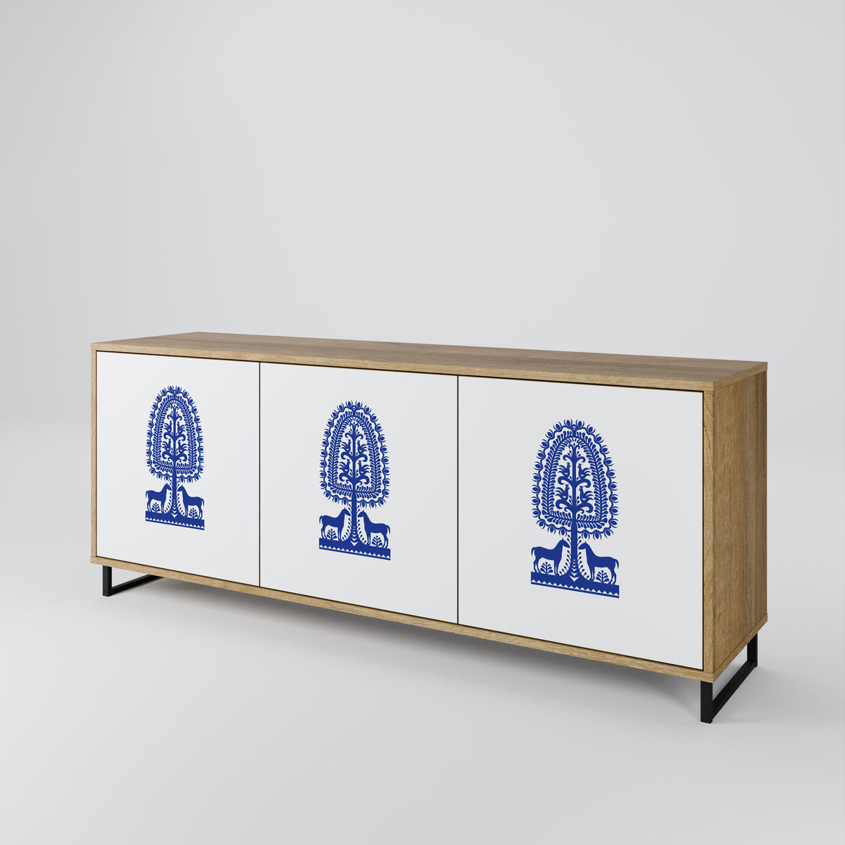 POLISH FOLK ART 3-Door Sideboard