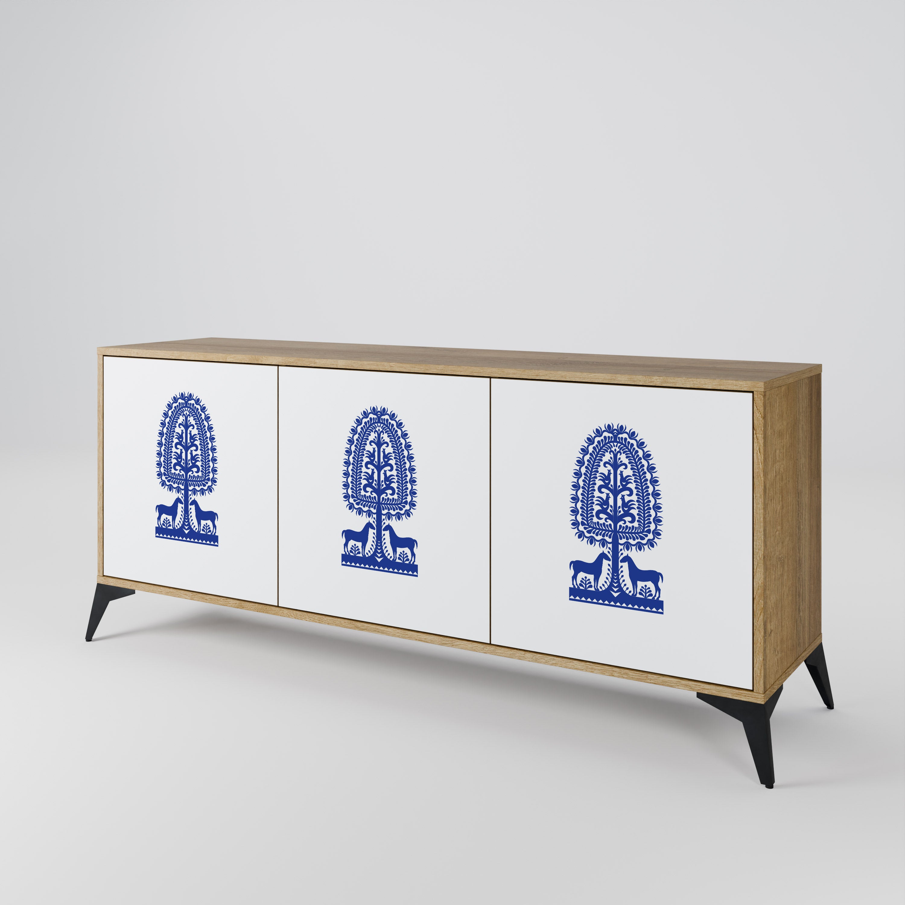 POLISH FOLK ART 3-Door Sideboard