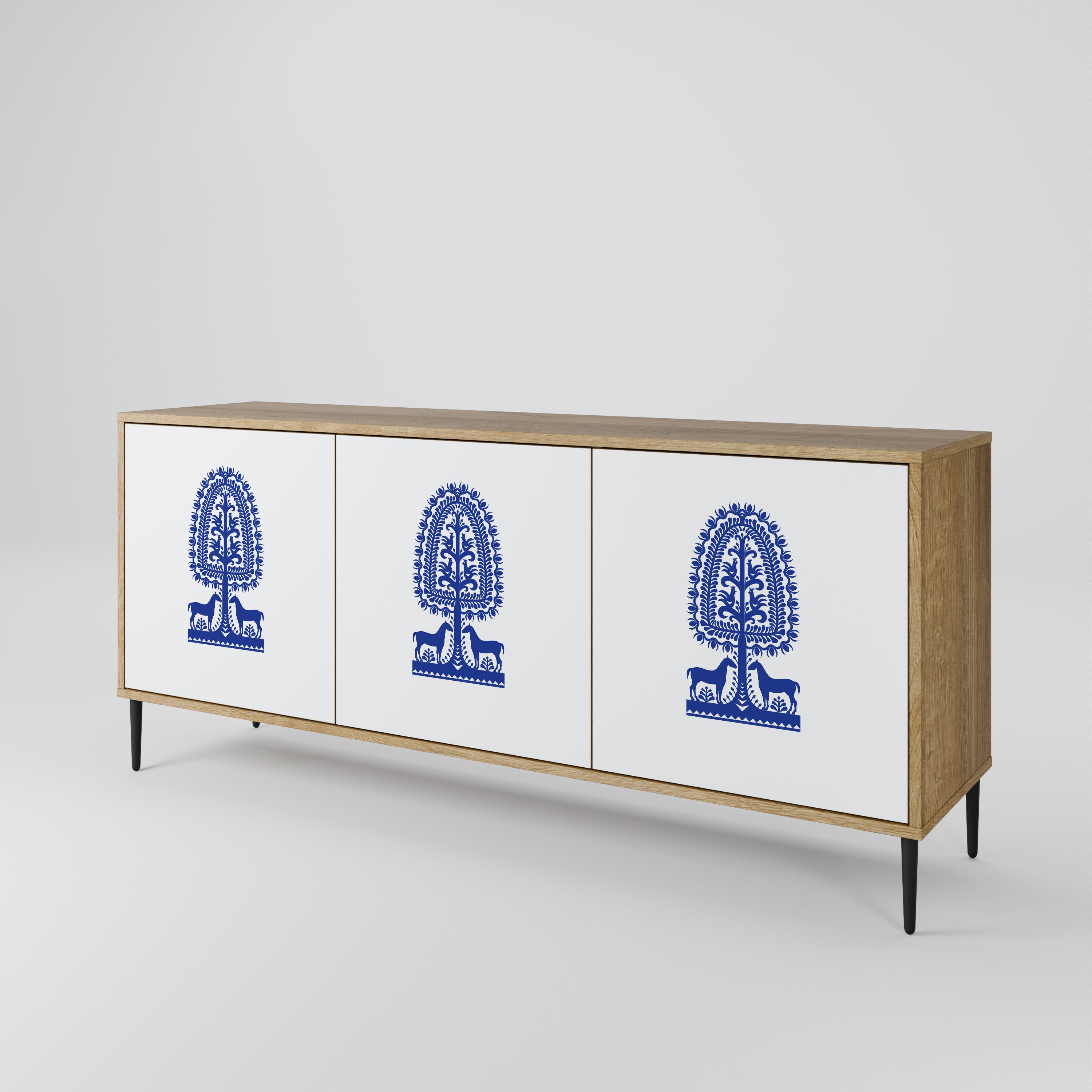 POLISH FOLK ART 3-Door Sideboard