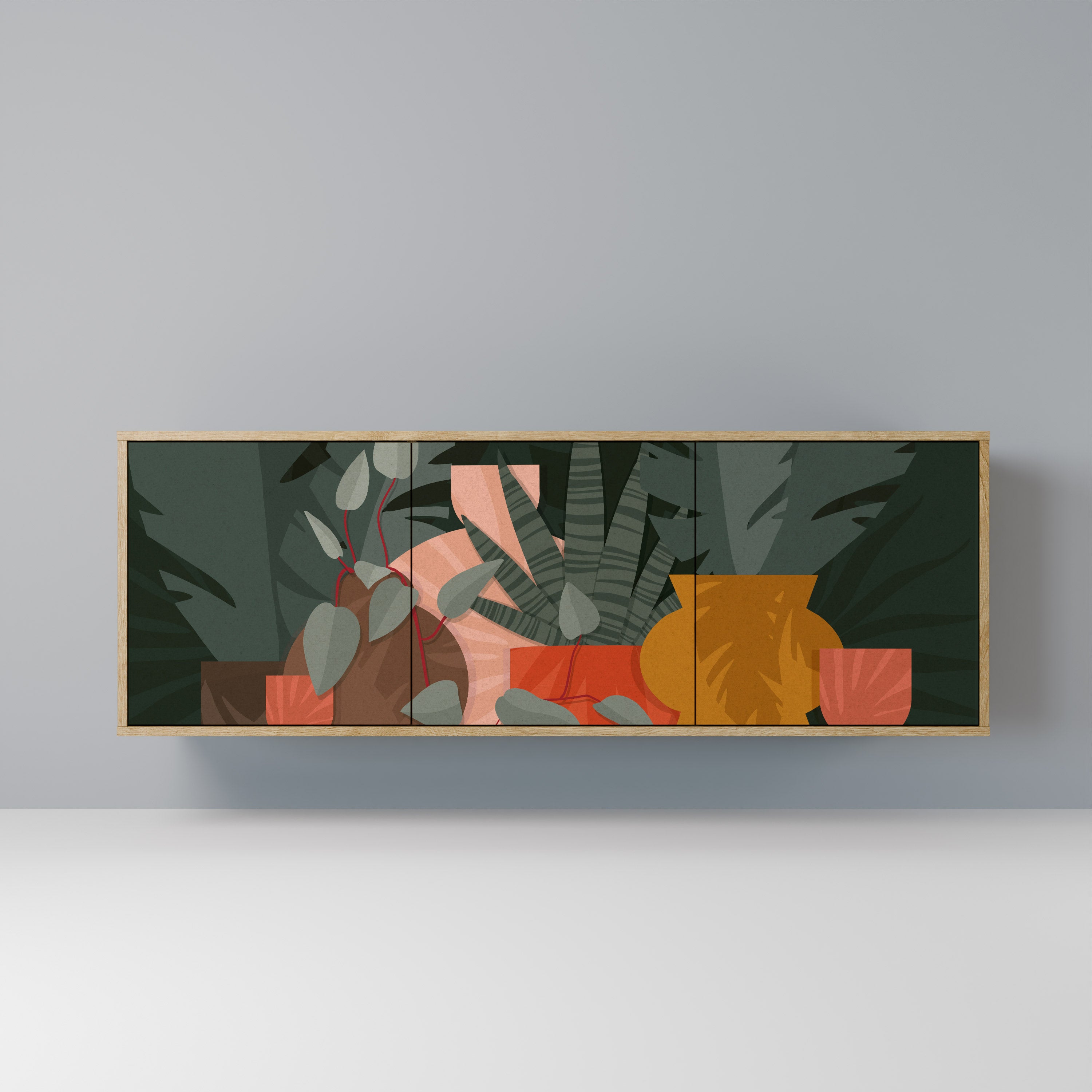 TROPICAL COMPOSITION 3-Door Sideboard in Oak Effect