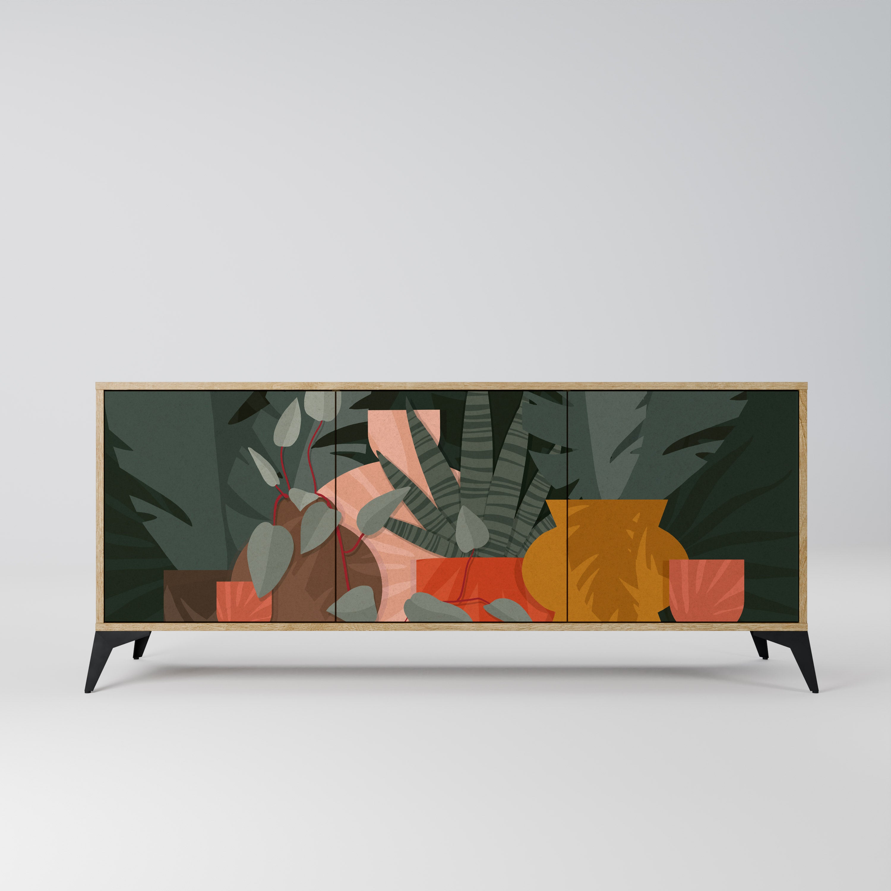 TROPICAL COMPOSITION 3-Door Sideboard in Oak Effect