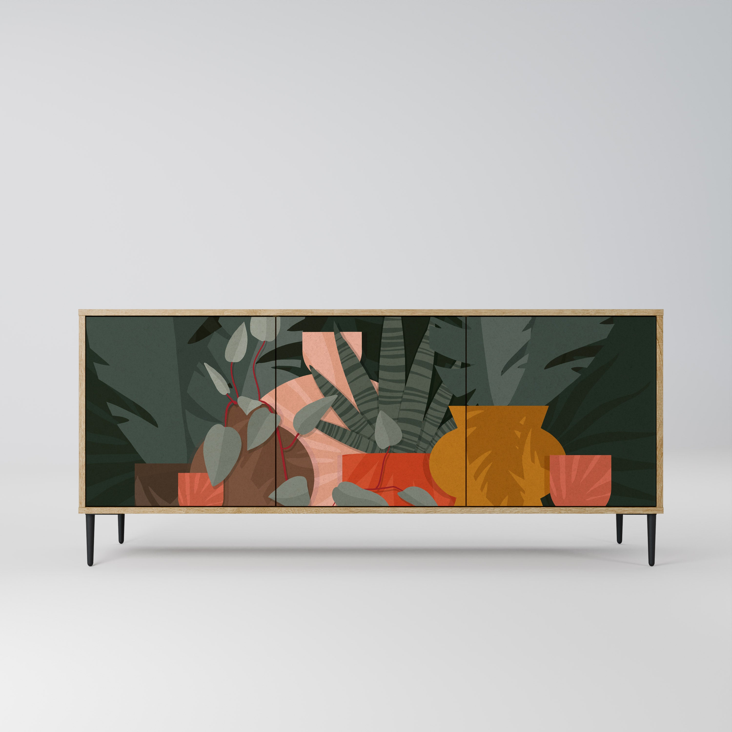 TROPICAL COMPOSITION 3-Door Sideboard in Oak Effect