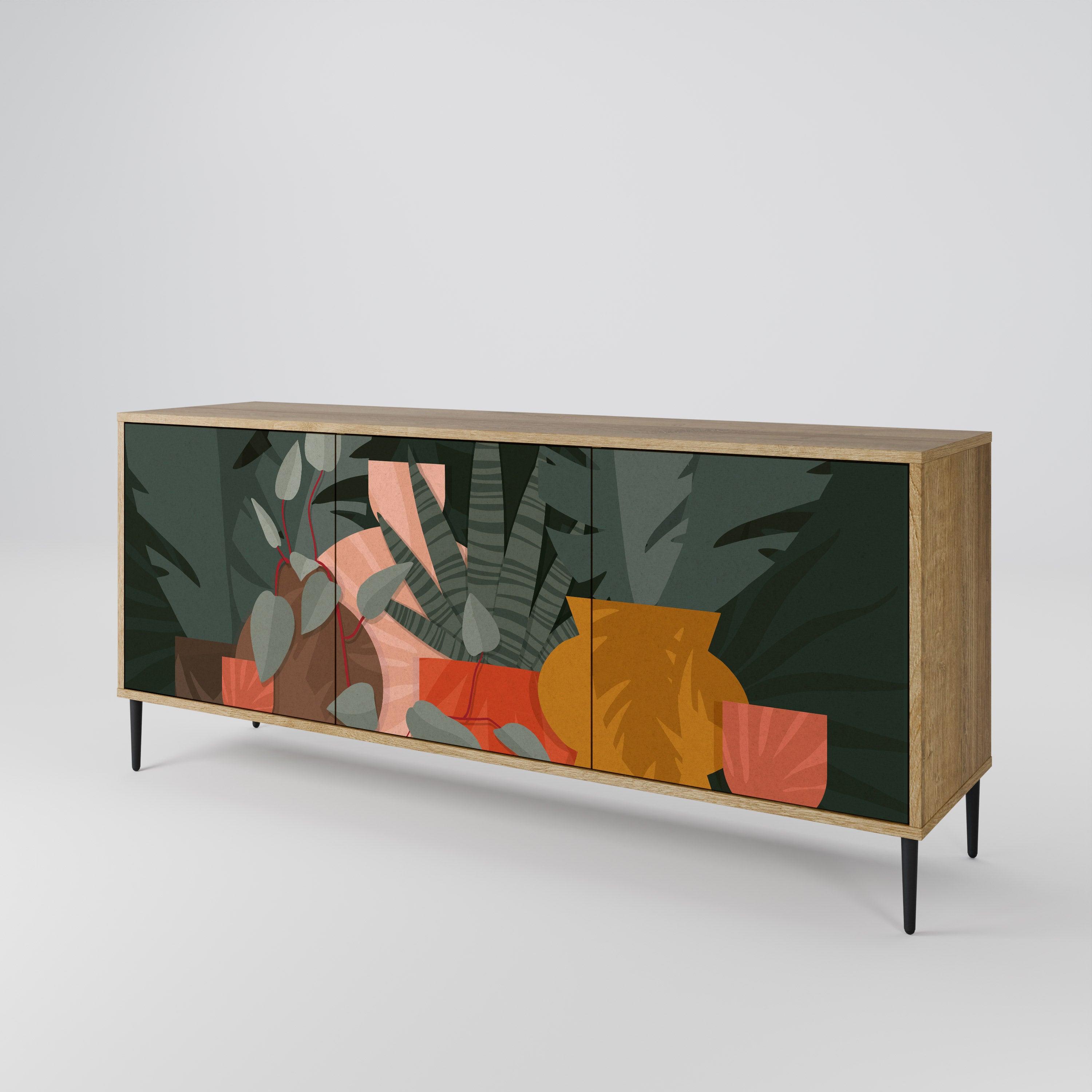 TROPICAL COMPOSITION 3-Door Sideboard in Oak Effect