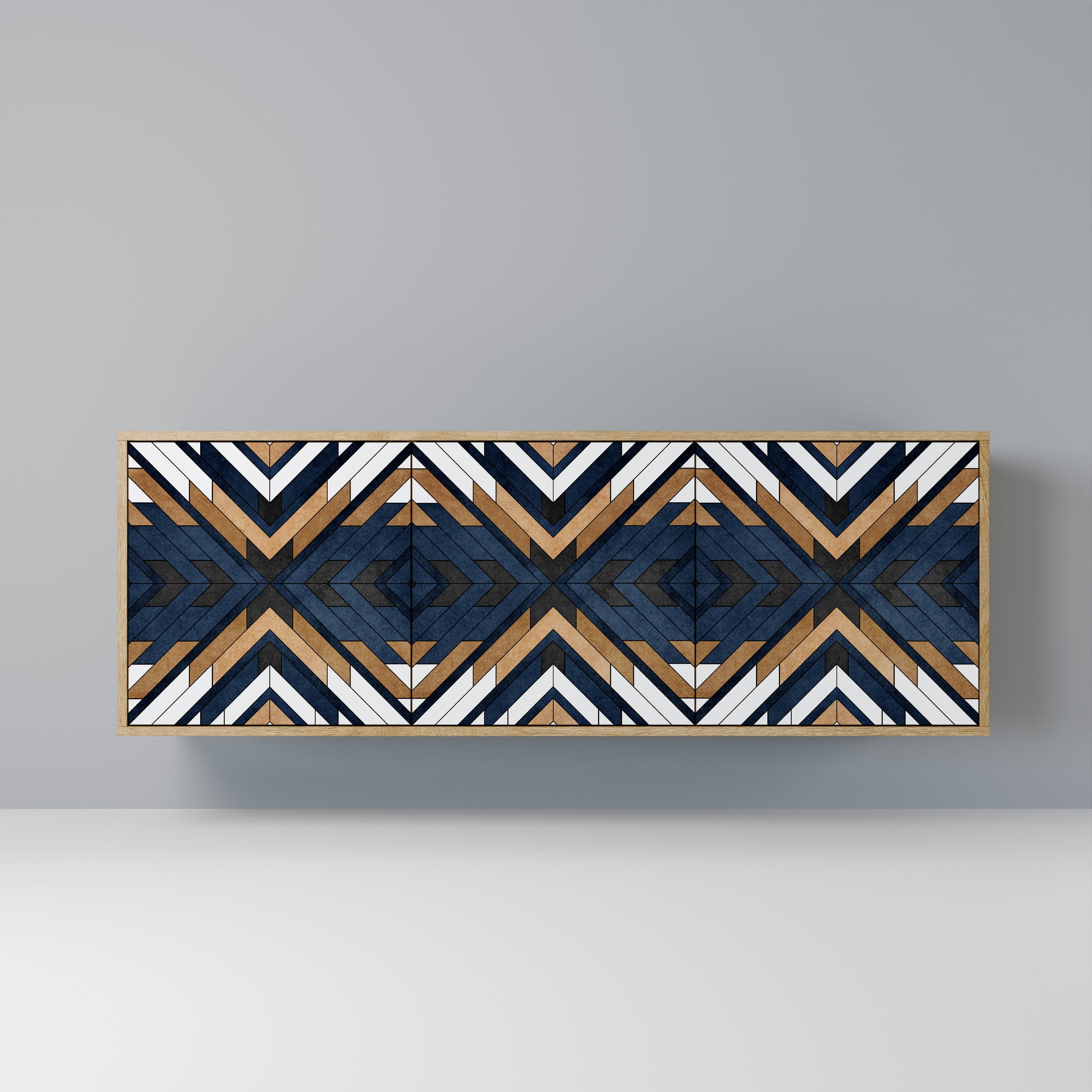 ARTFUL GEOMETRY 3-Door Sideboard in Oak Effect