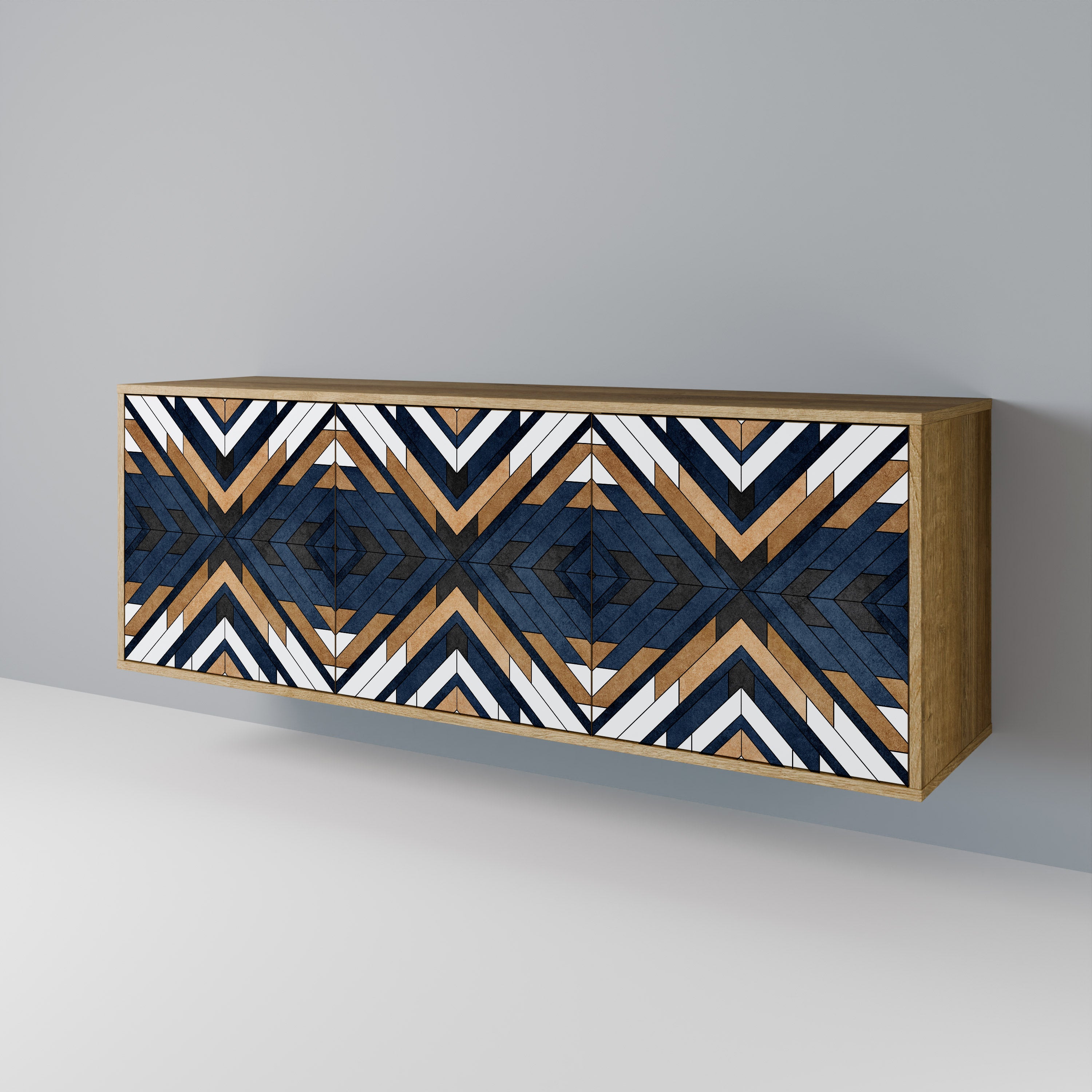 ARTFUL GEOMETRY 3-Door Sideboard in Oak Effect