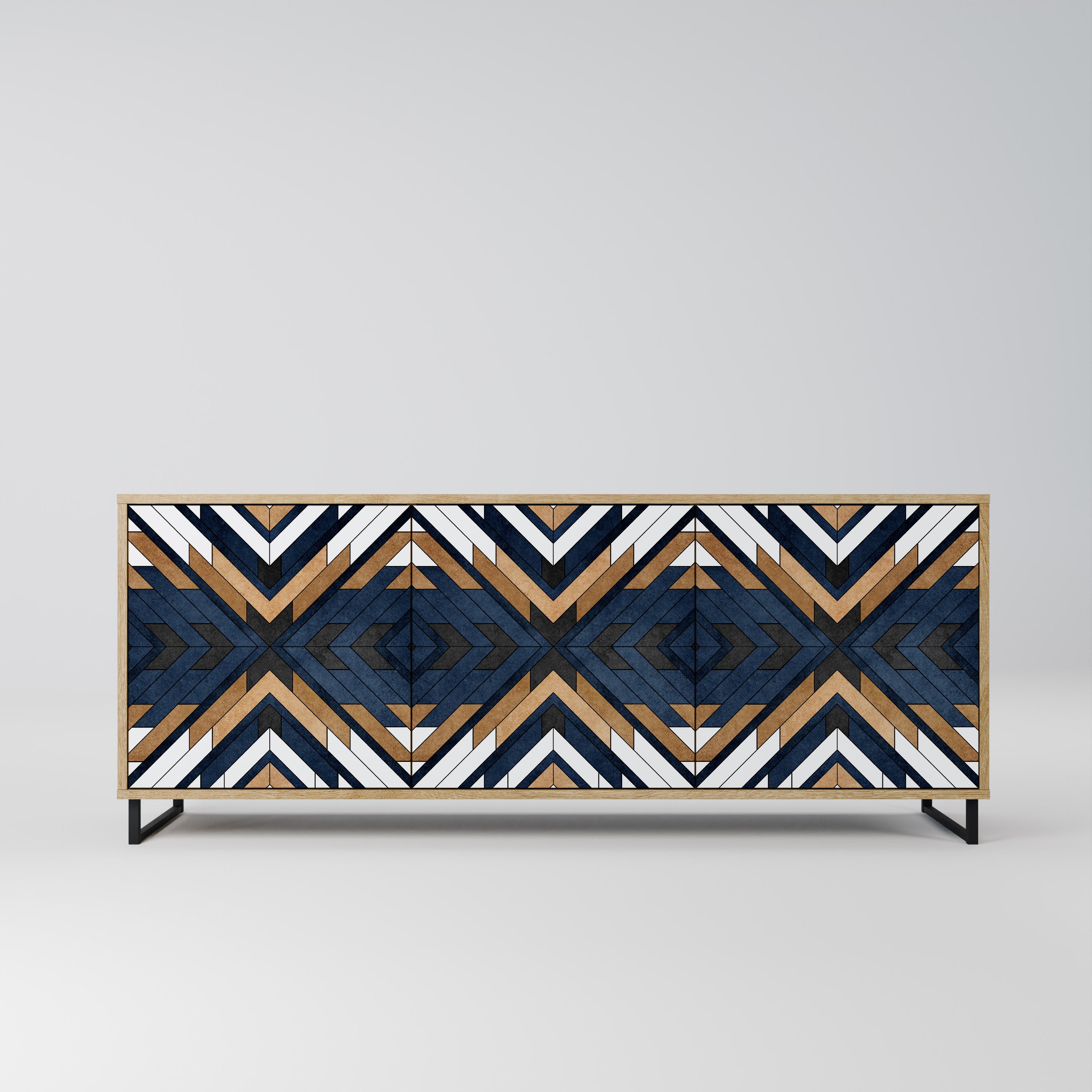 ARTFUL GEOMETRY 3-Door Sideboard in Oak Effect