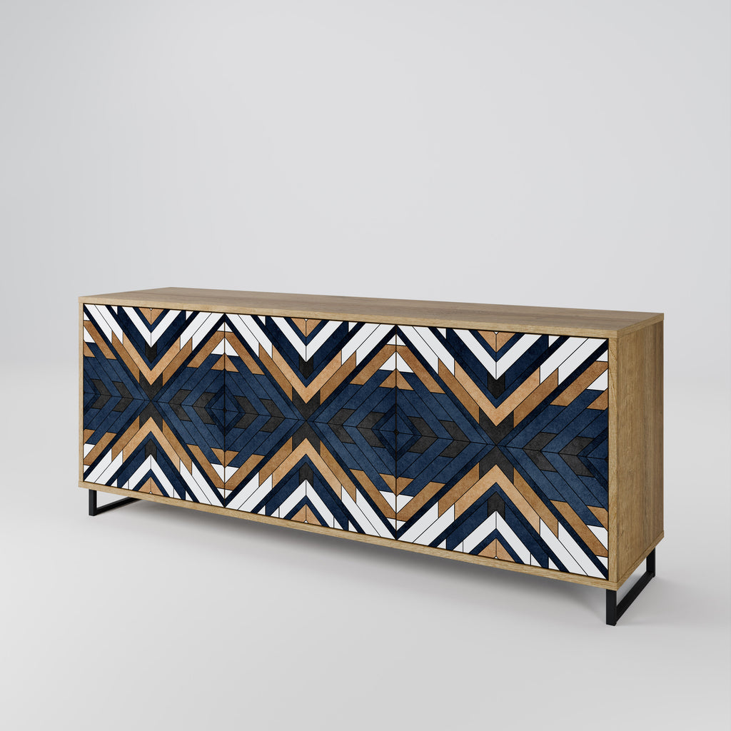 ARTFUL GEOMETRY 3-Door Sideboard in Oak Effect