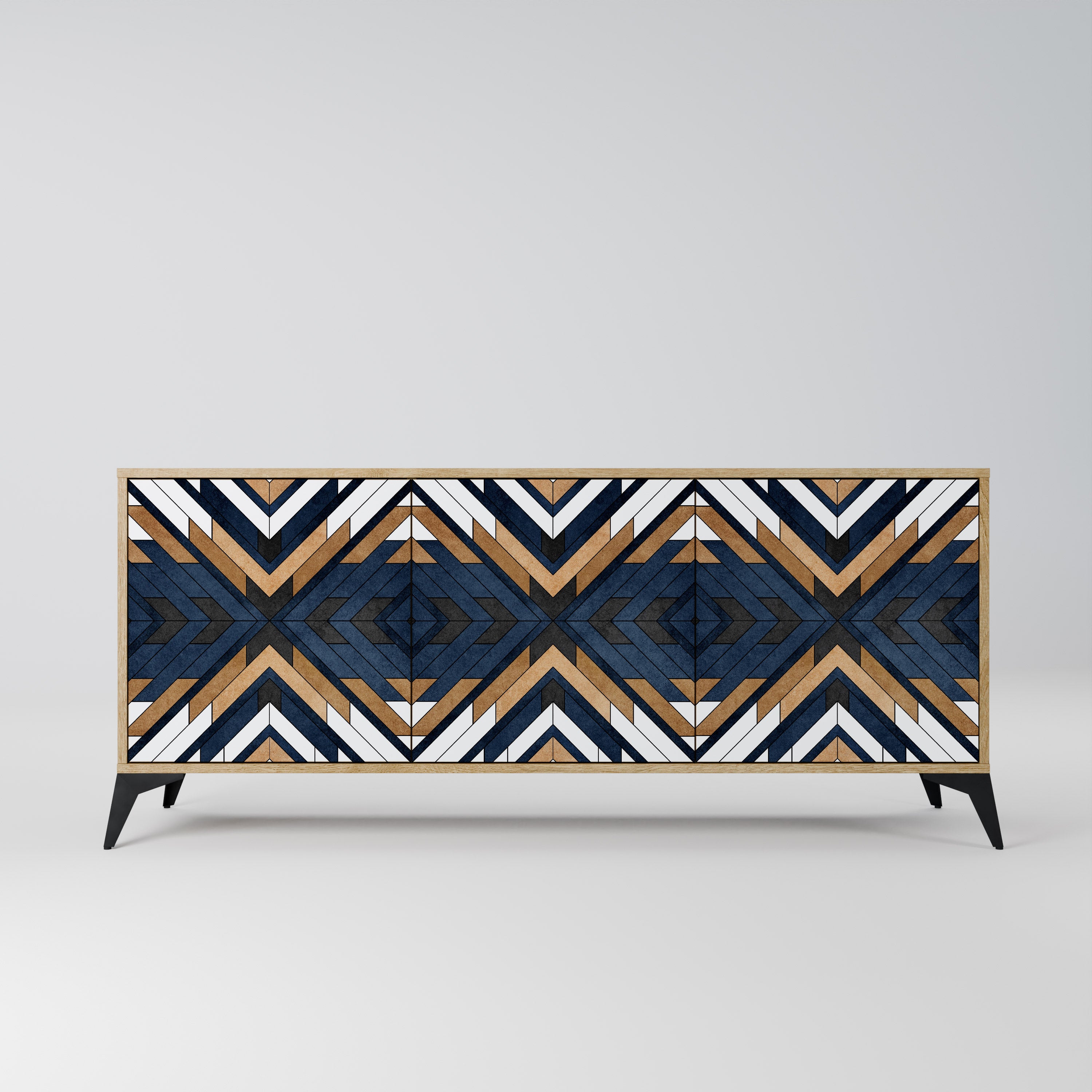 ARTFUL GEOMETRY 3-Door Sideboard in Oak Effect