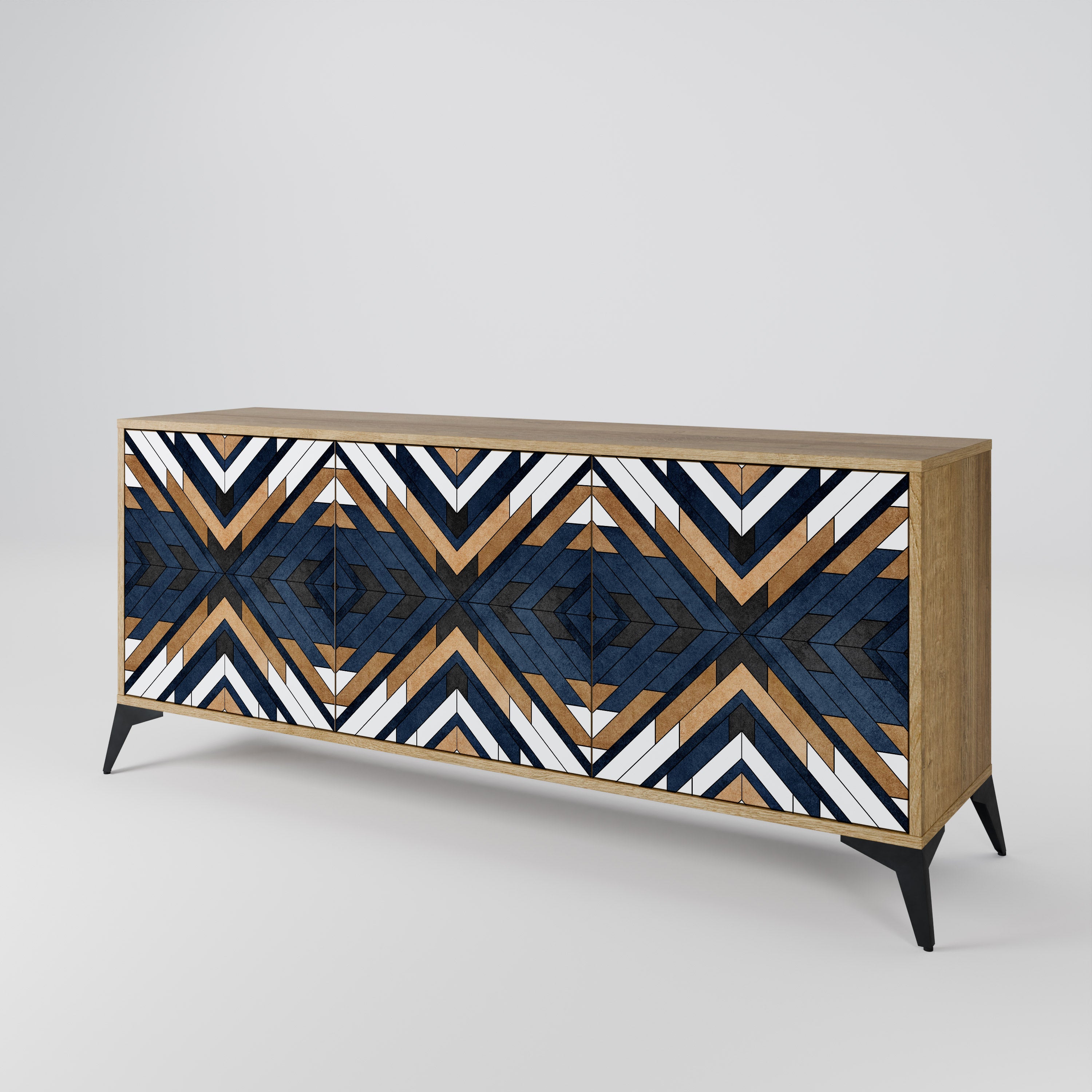 ARTFUL GEOMETRY 3-Door Sideboard in Oak Effect