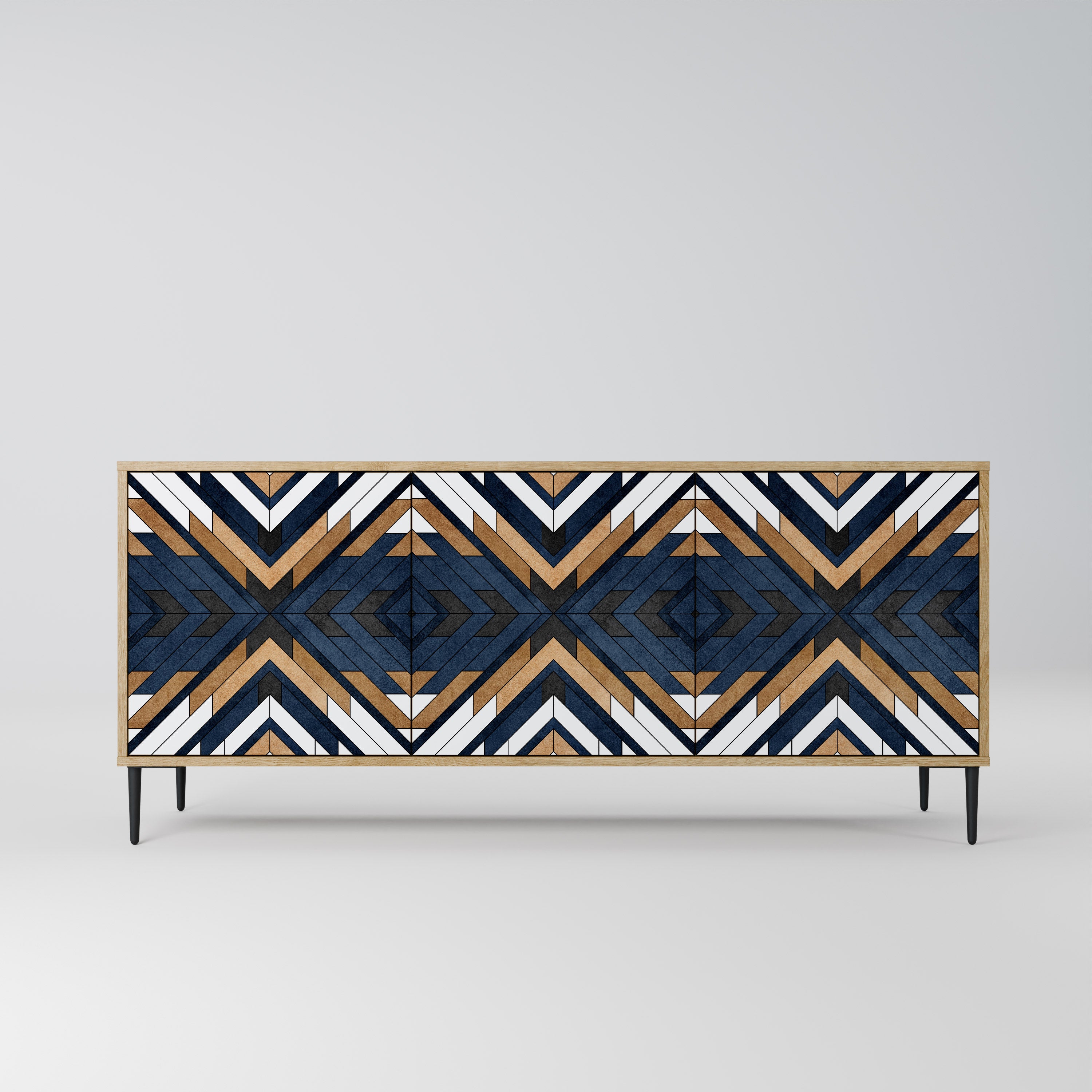ARTFUL GEOMETRY 3-Door Sideboard in Oak Effect