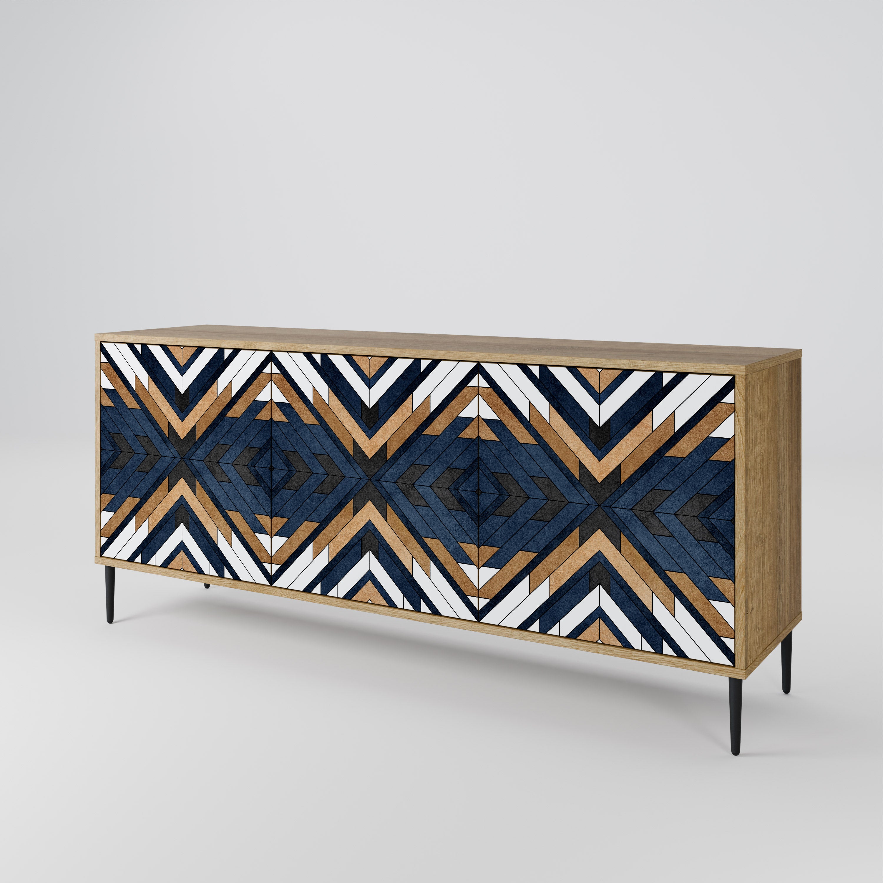 ARTFUL GEOMETRY 3-Door Sideboard in Oak Effect