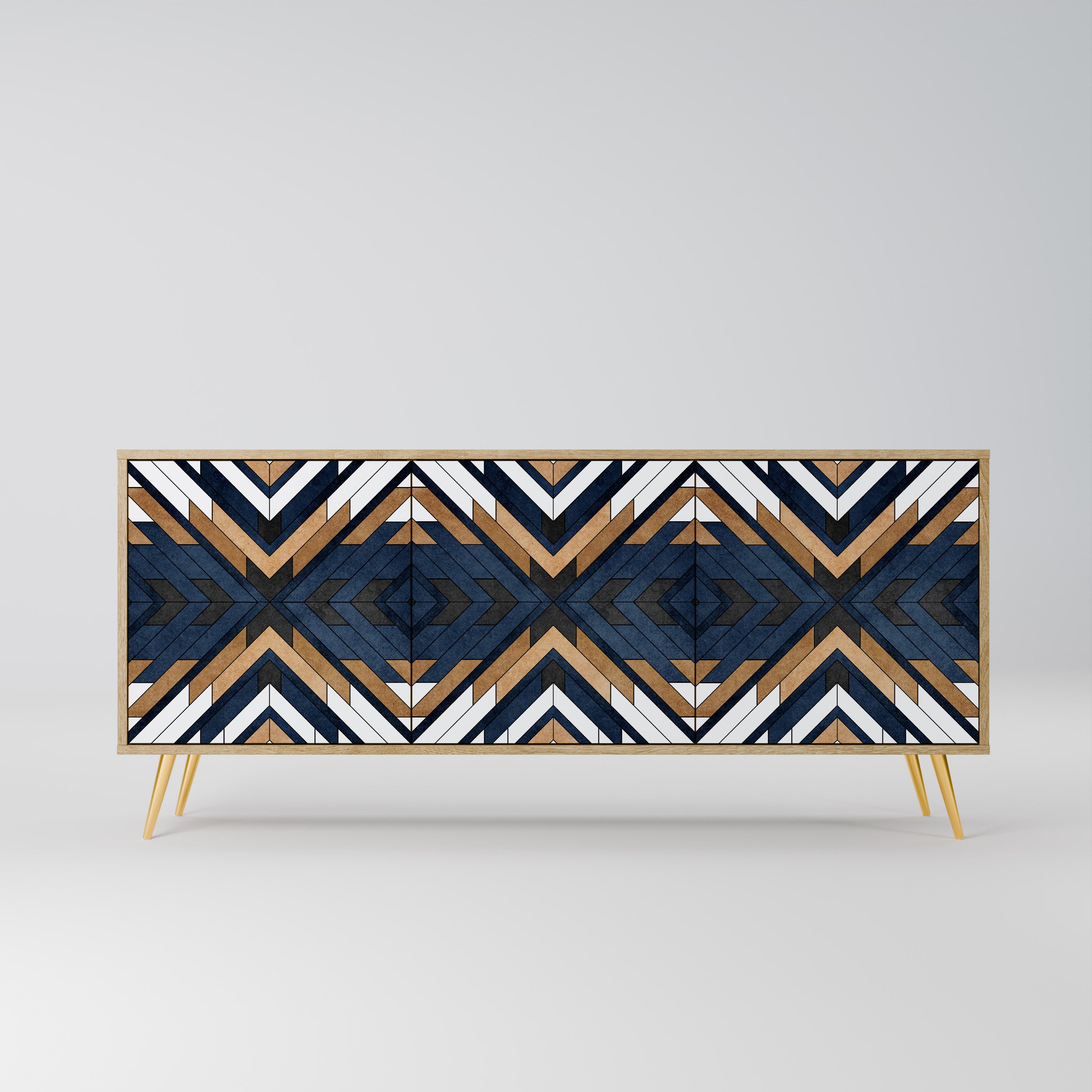 ARTFUL GEOMETRY 3-Door Sideboard in Oak Effect