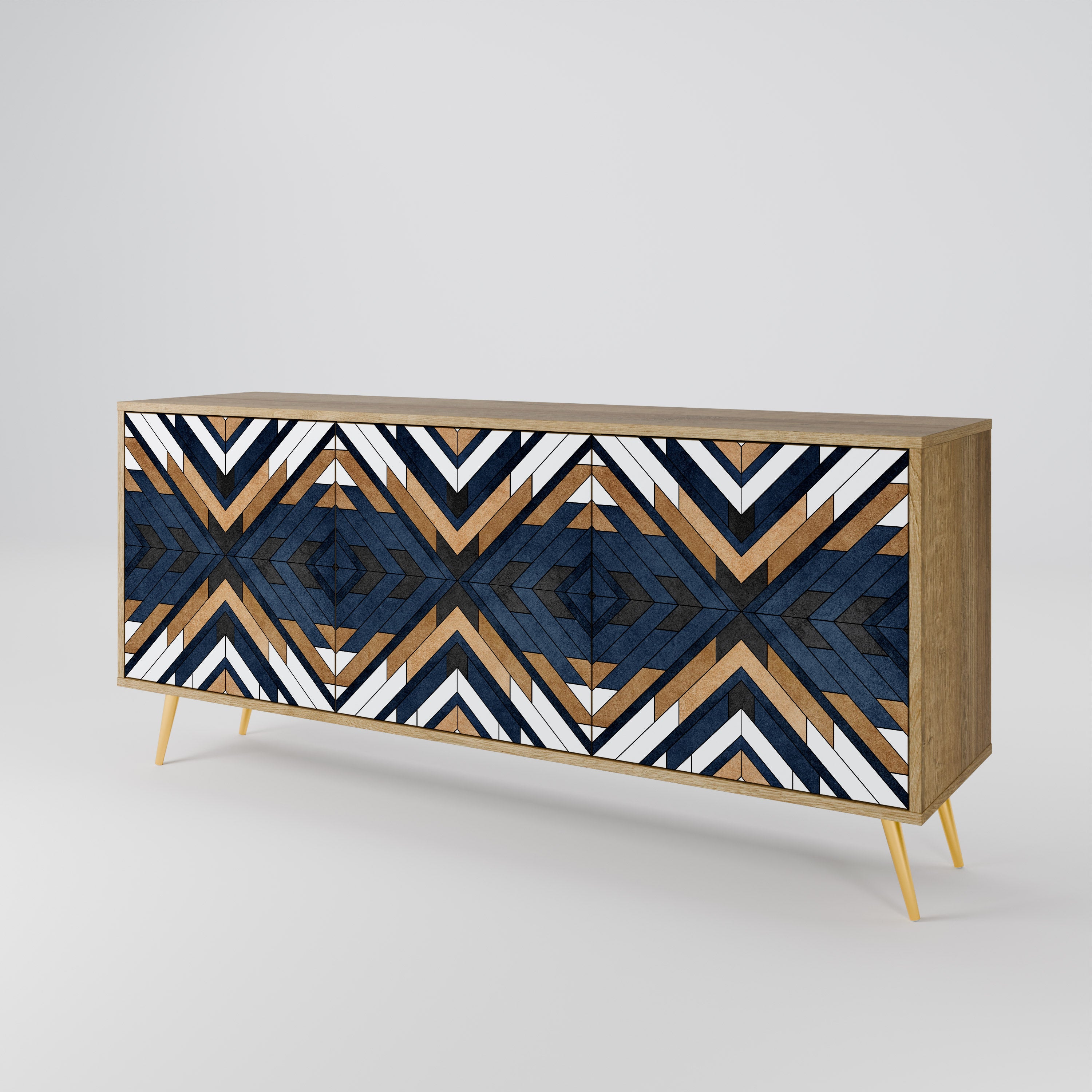 ARTFUL GEOMETRY 3-Door Sideboard in Oak Effect