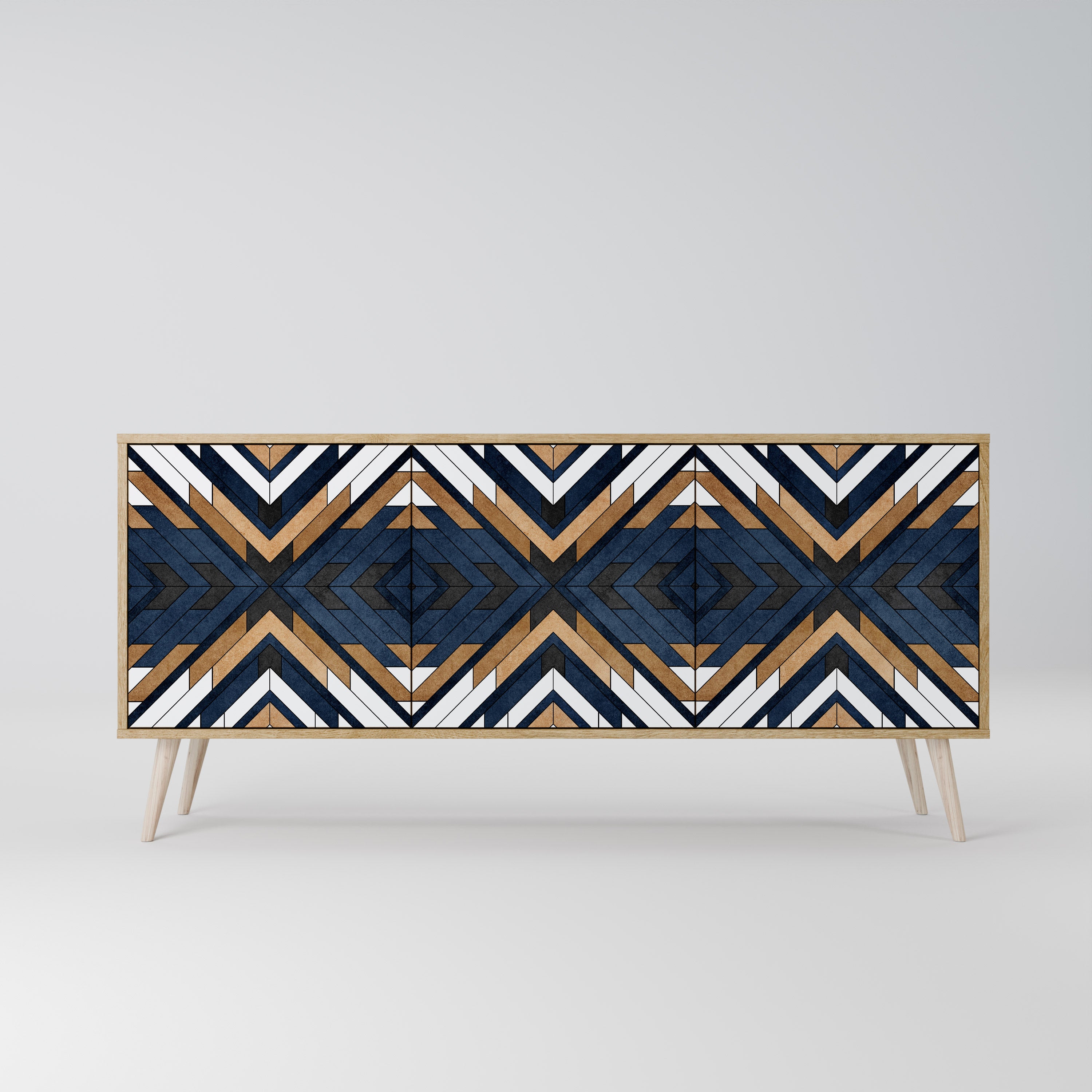 ARTFUL GEOMETRY 3-Door Sideboard in Oak Effect