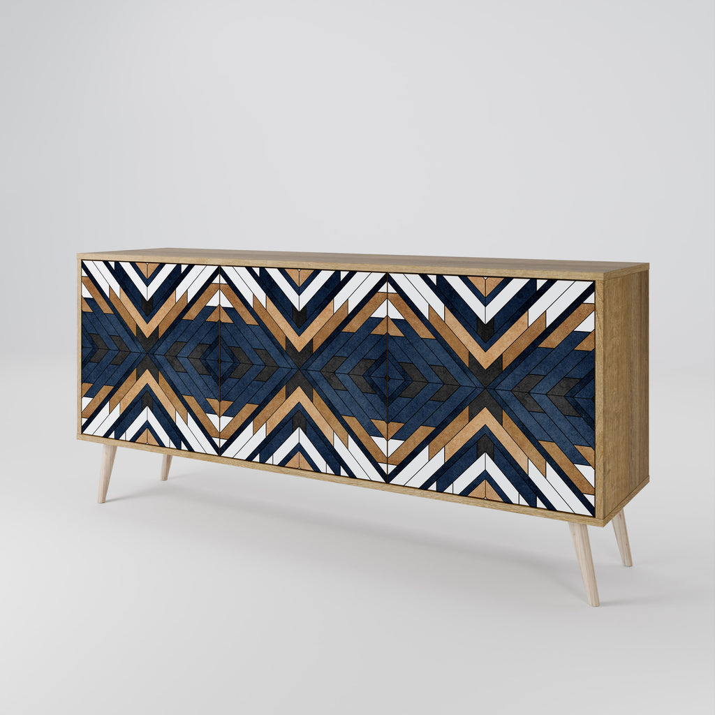 ARTFUL GEOMETRY 3-Door Sideboard in Oak Effect