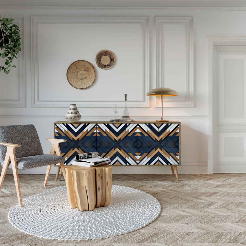 ARTFUL GEOMETRY 3-Door Sideboard in Oak Effect
