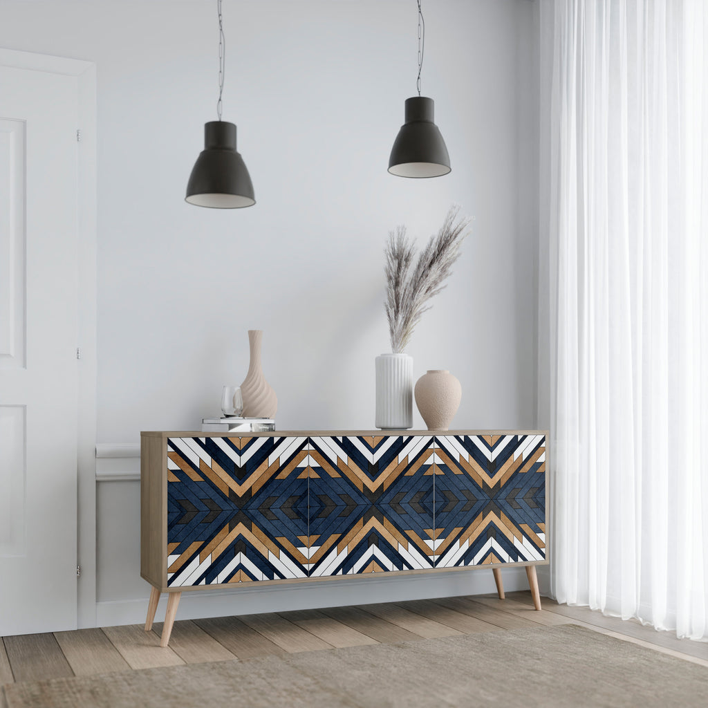 ARTFUL GEOMETRY 3-Door Sideboard in Oak Effect