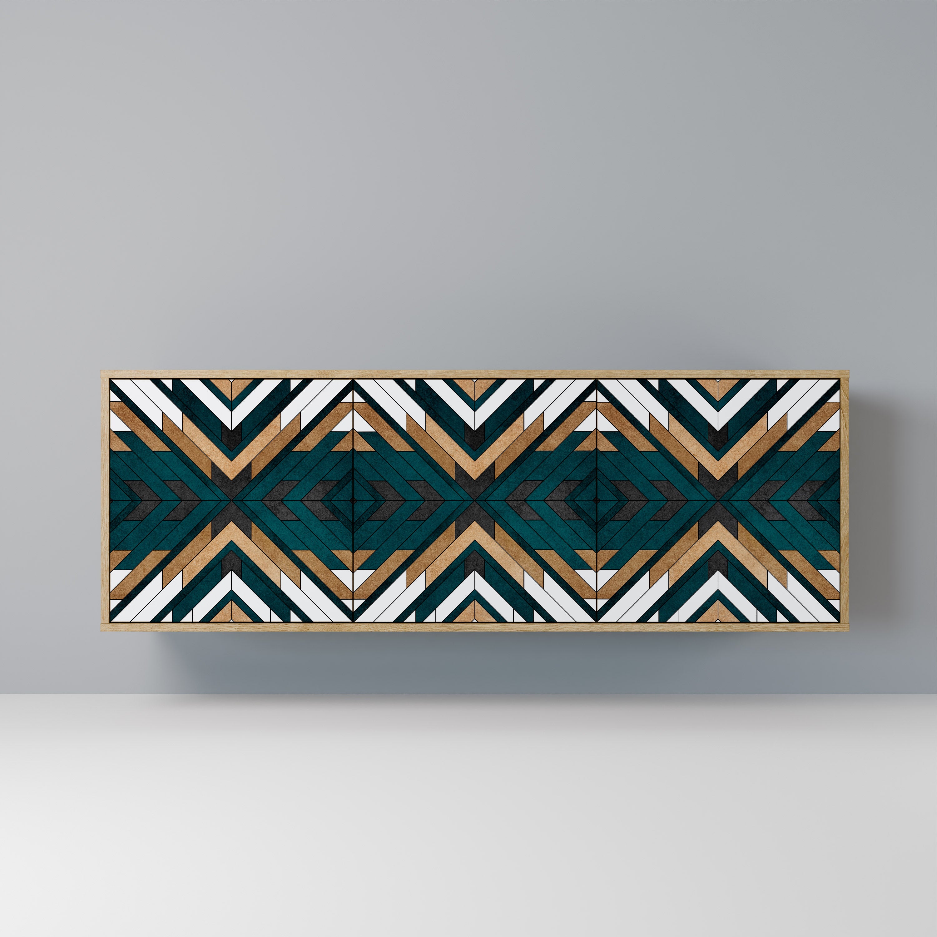 ARTISTIC GEOMETRY 3-Door Sideboard in Oak Effect