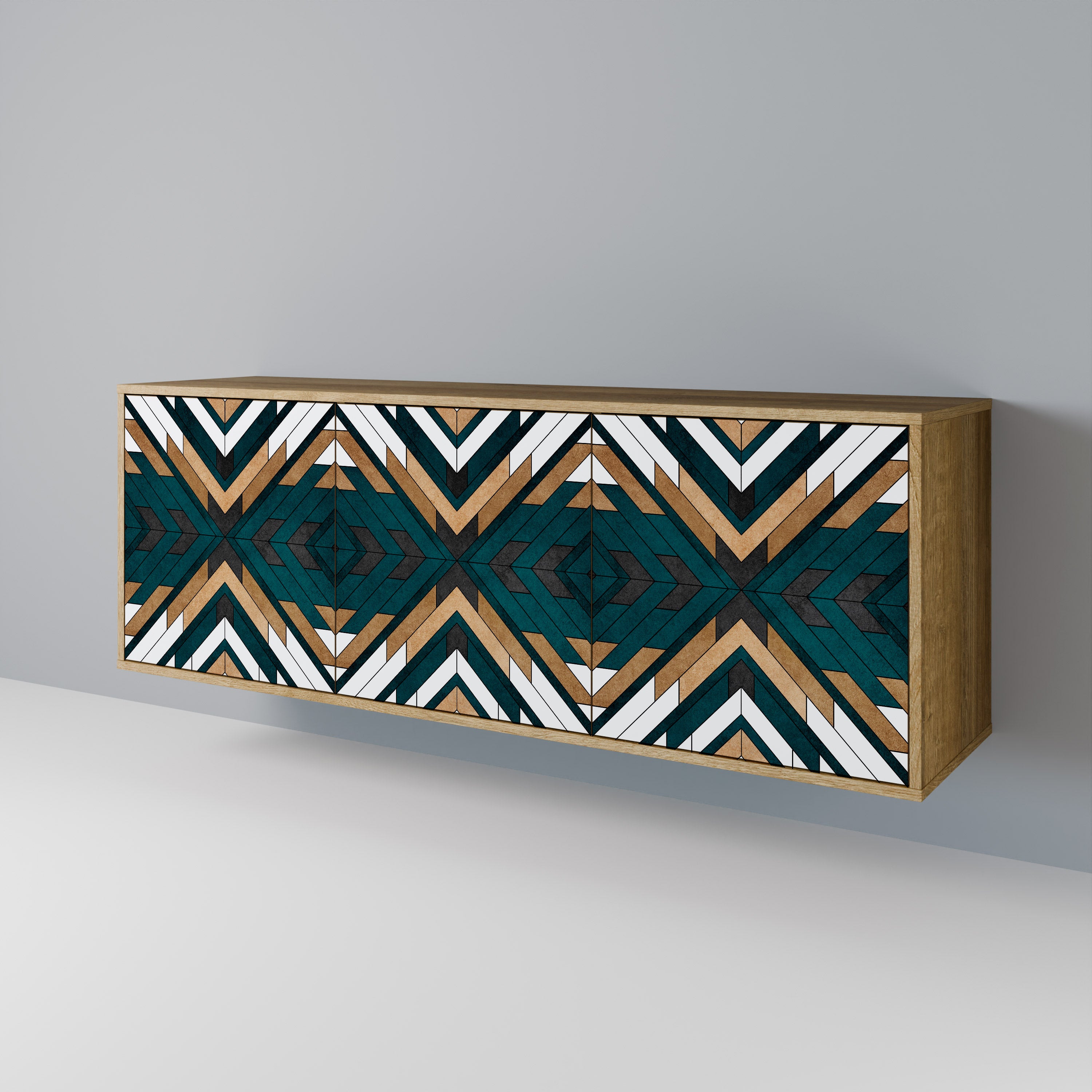 ARTISTIC GEOMETRY 3-Door Sideboard in Oak Effect