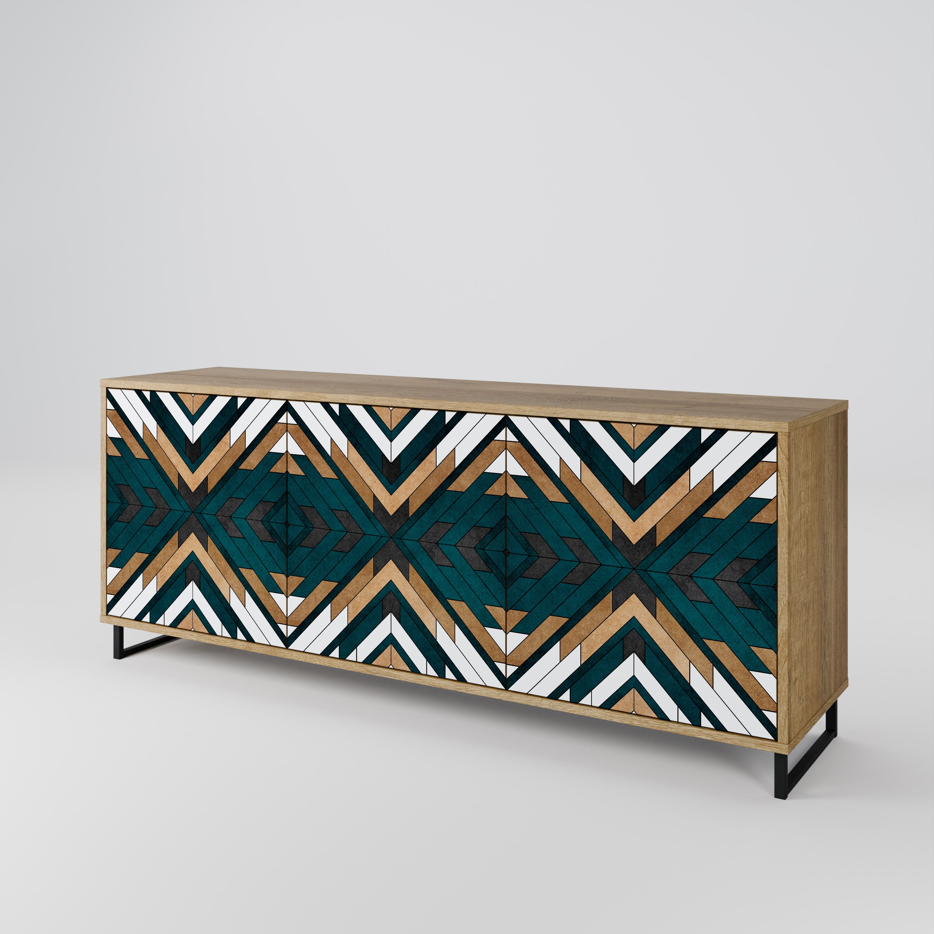 ARTISTIC GEOMETRY 3-Door Sideboard in Oak Effect