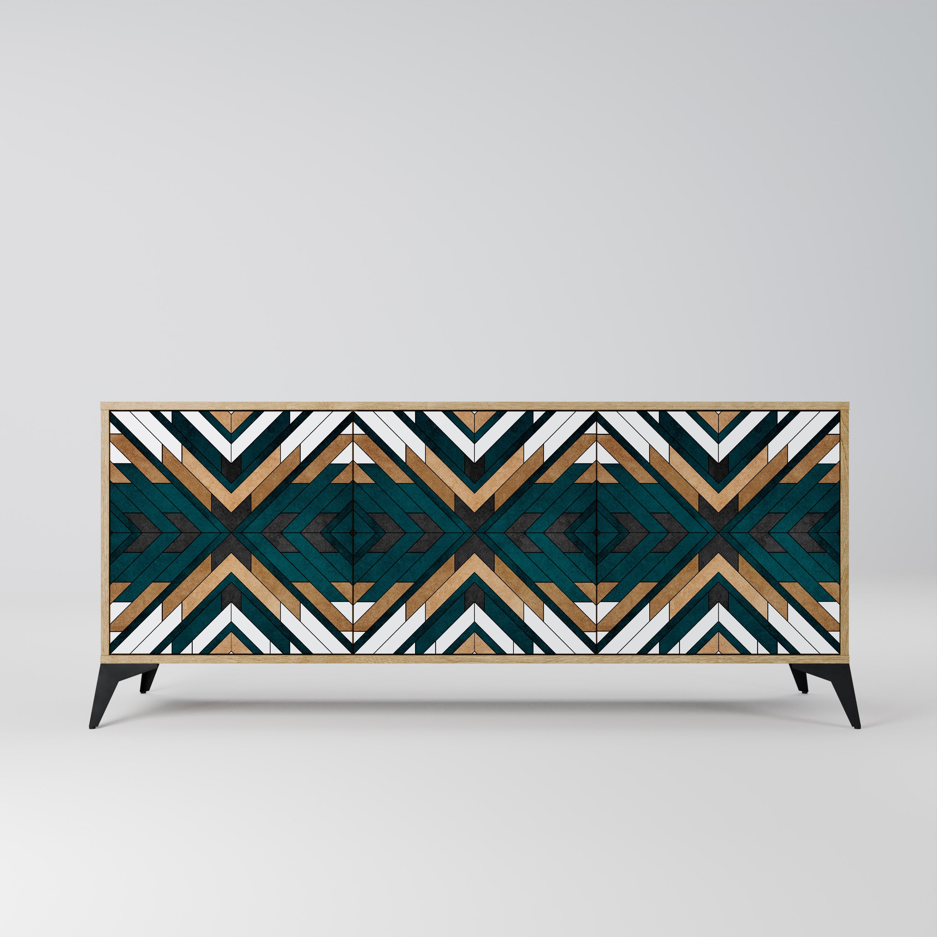 ARTISTIC GEOMETRY 3-Door Sideboard in Oak Effect