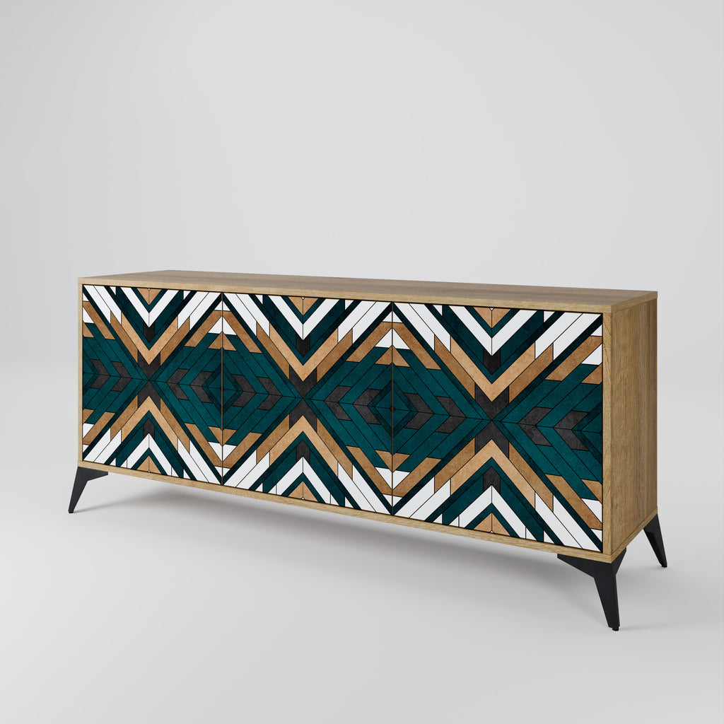 ARTISTIC GEOMETRY 3-Door Sideboard in Oak Effect
