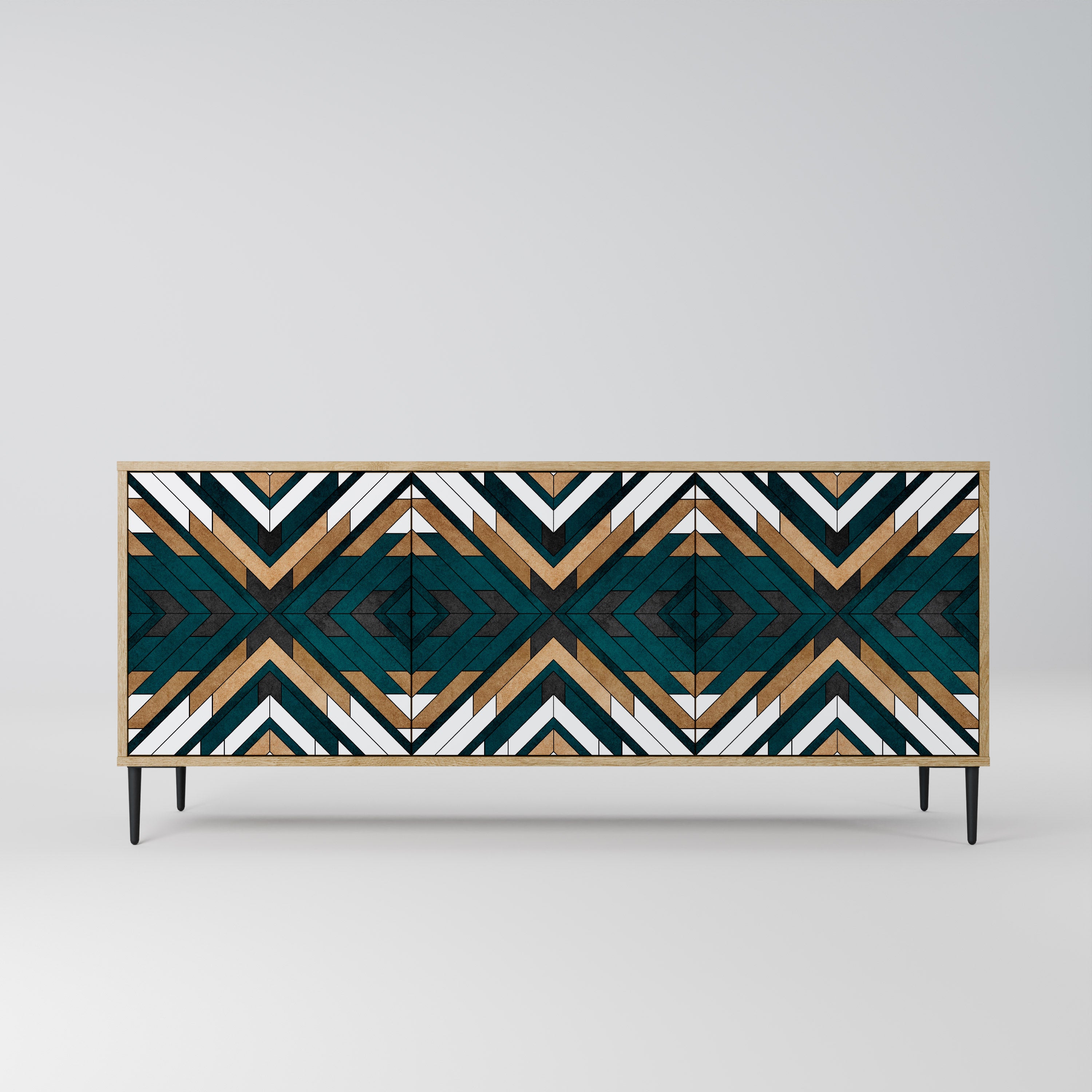 ARTISTIC GEOMETRY 3-Door Sideboard in Oak Effect