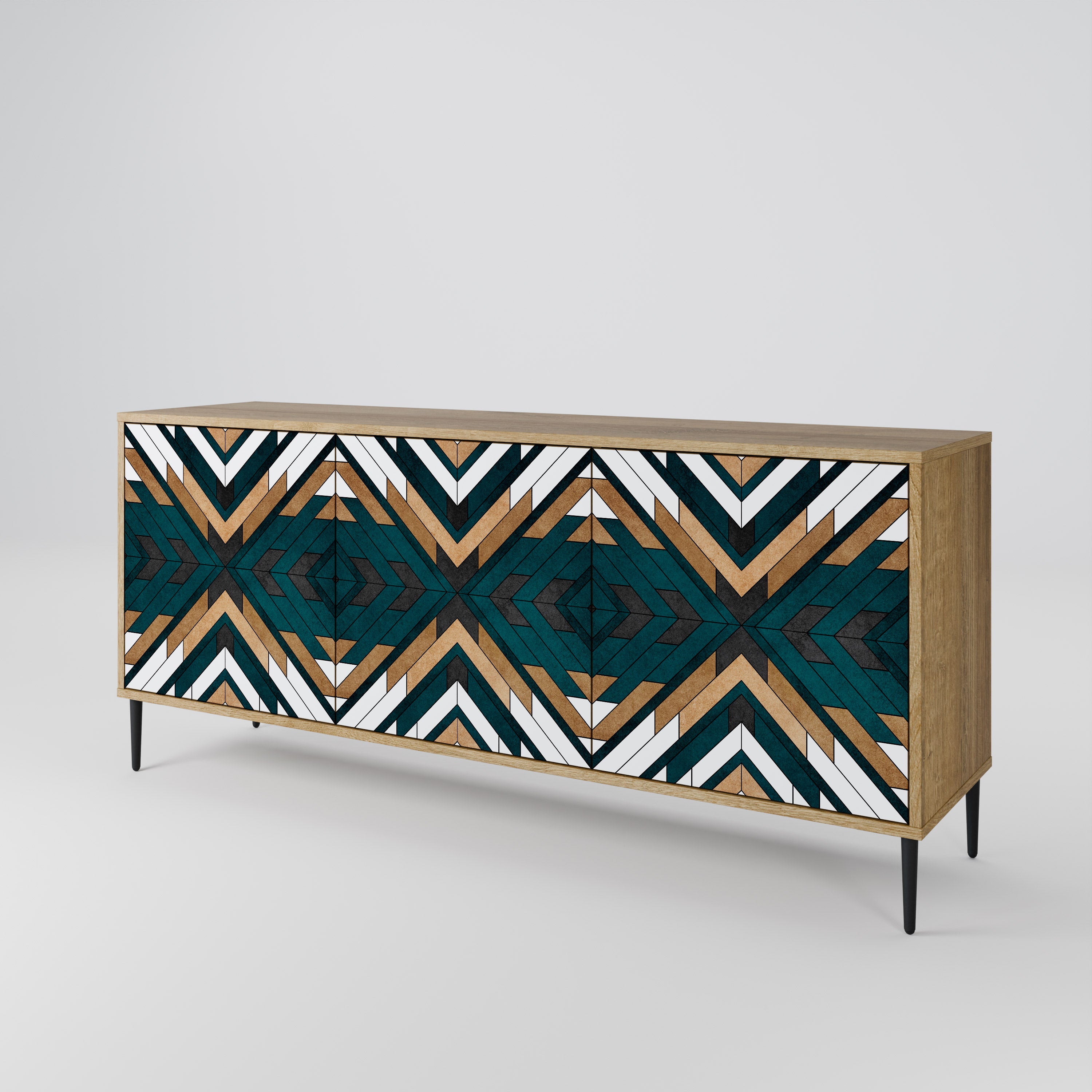 ARTISTIC GEOMETRY 3-Door Sideboard in Oak Effect
